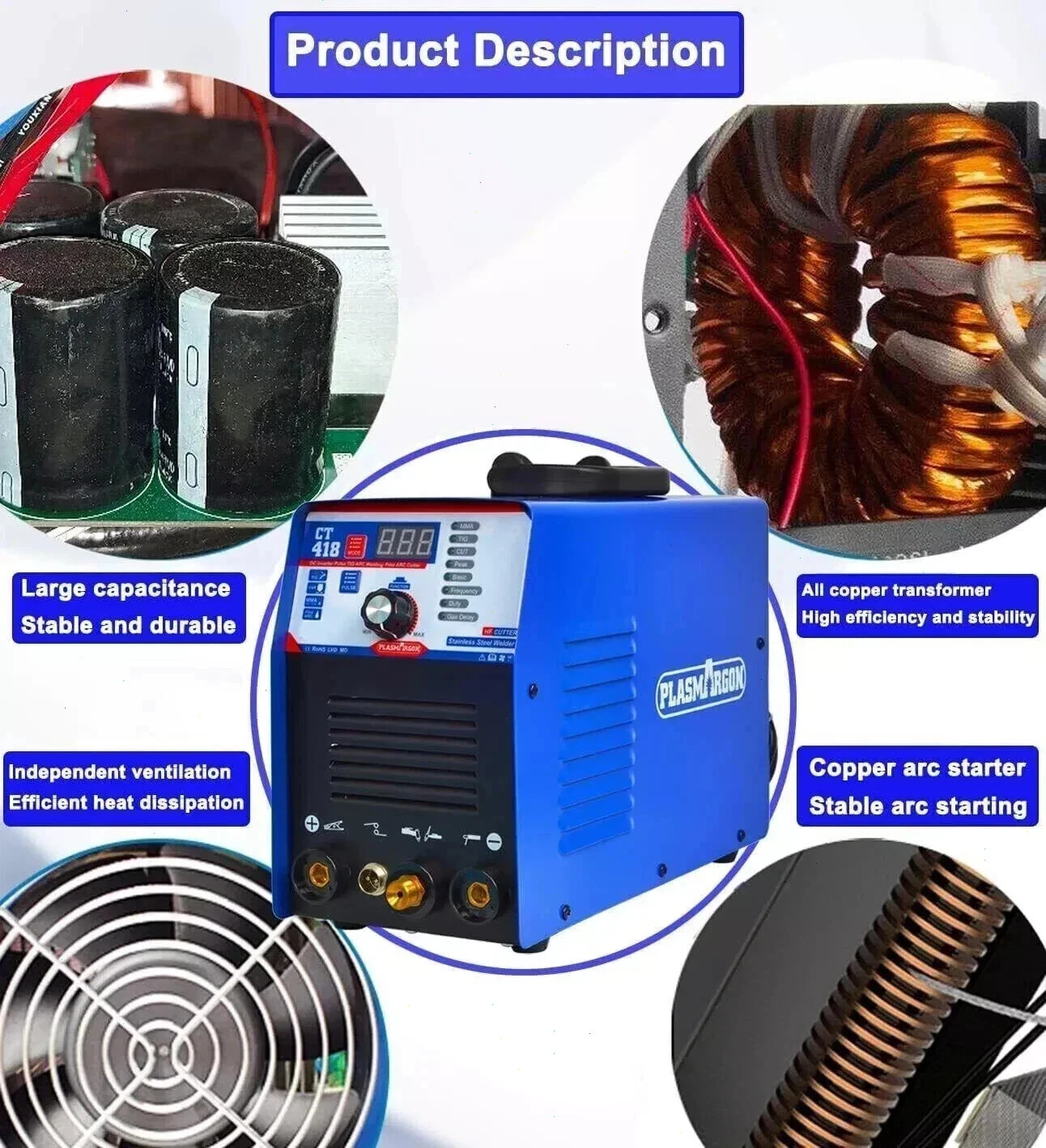 CT418 3 in 1 Combo Pulse Tig Weld Pulse MMA Welder Plasma Cutter Stick Welder