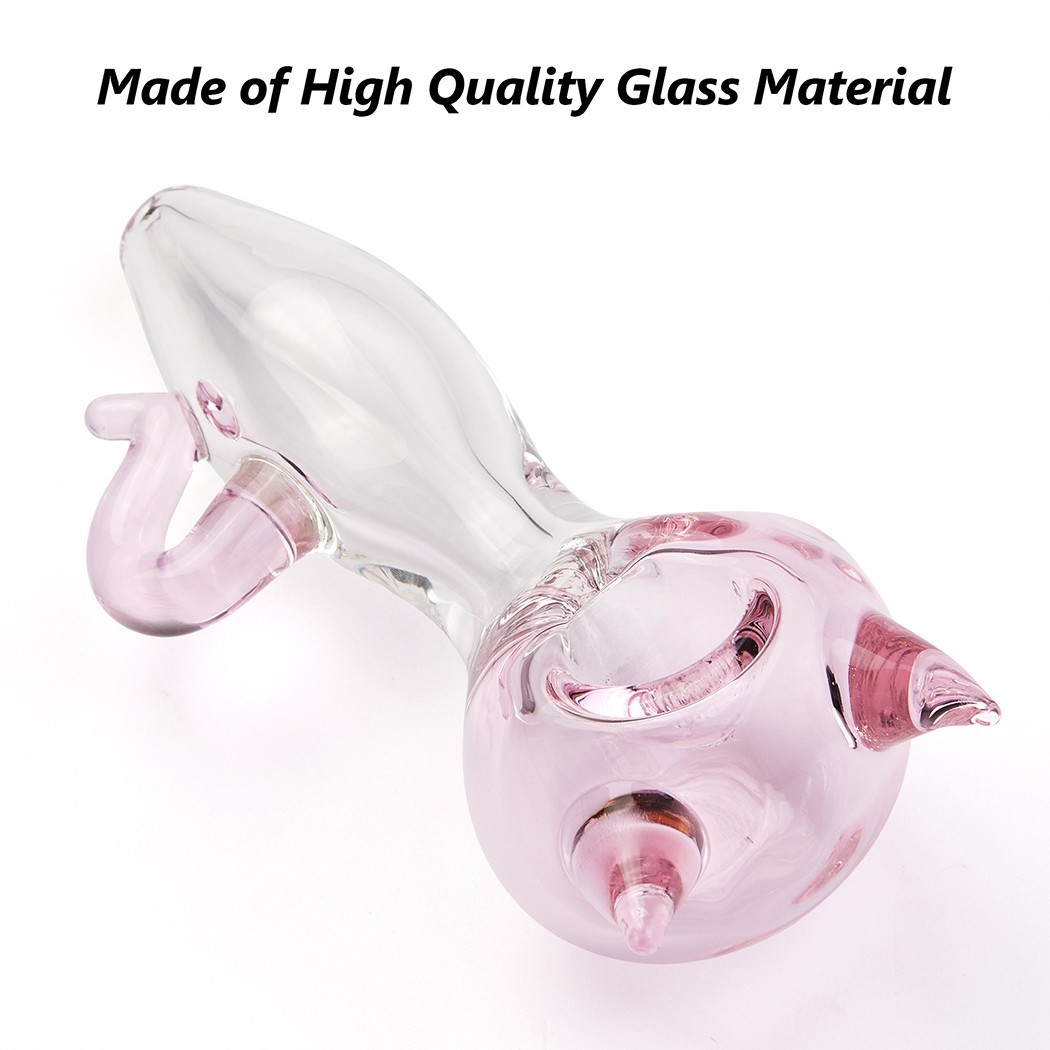 4" Cat Glass Tobacco Smoking Pipe with Brush Storage Box and Tool Hand Pipe