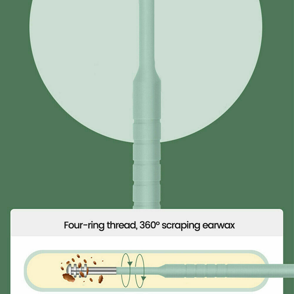 6Pcs Ear Pick Cleaning Set Spiral Tool Spoon Ear Wax Remover Cleaner Curette Kit
