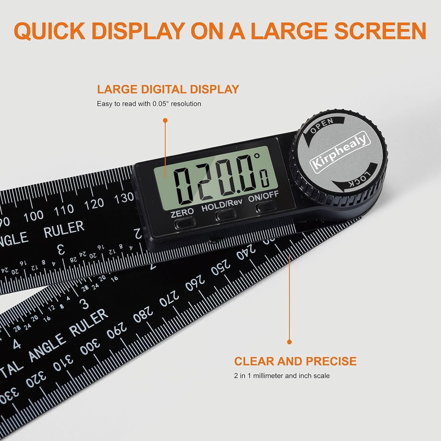 Digital Angle Finder Protractor, 7inch 200mm Gauge Professional Black