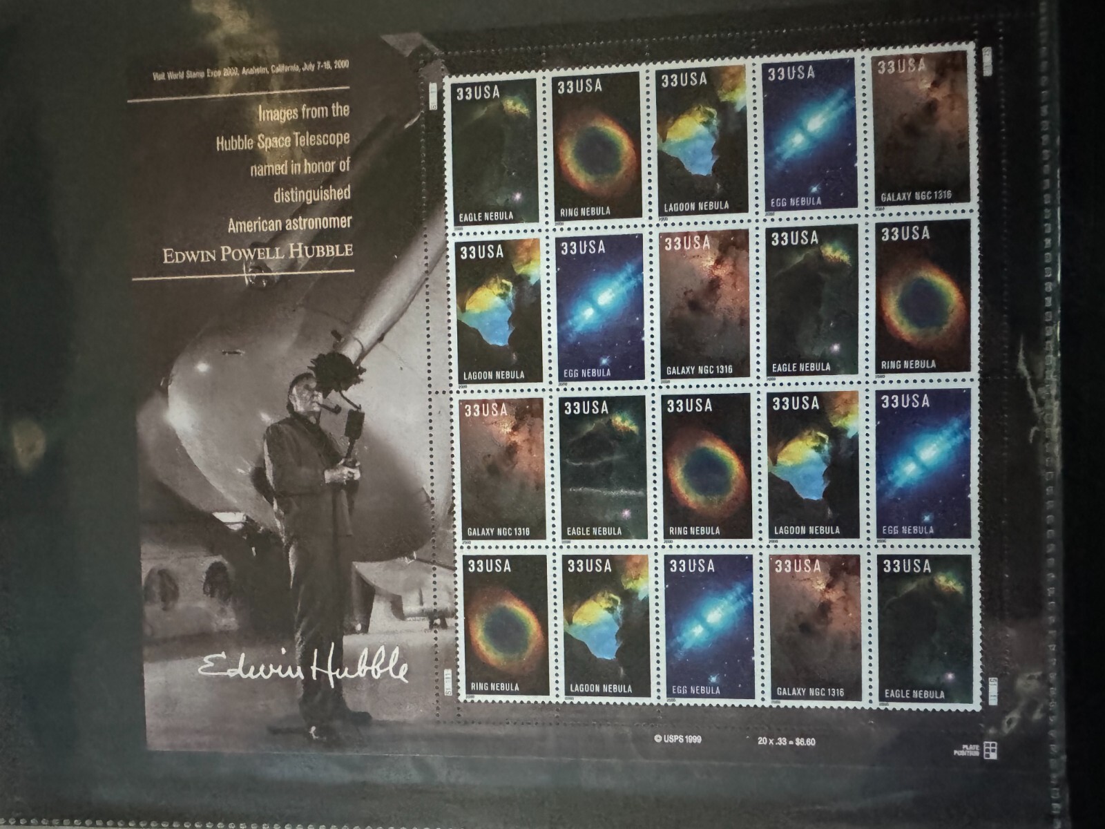 Scott #3384-3388 Hubble Space Telescope Pane of 20 33¢ Stamps (2000)