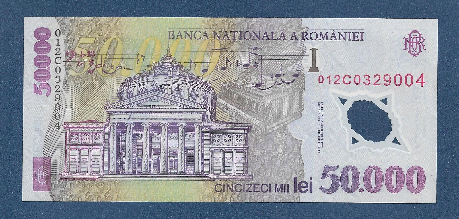 (DN) Romania 50000 Lei 2001 / 2001 "Prefix 01 First Issue Date" P-113a UNC