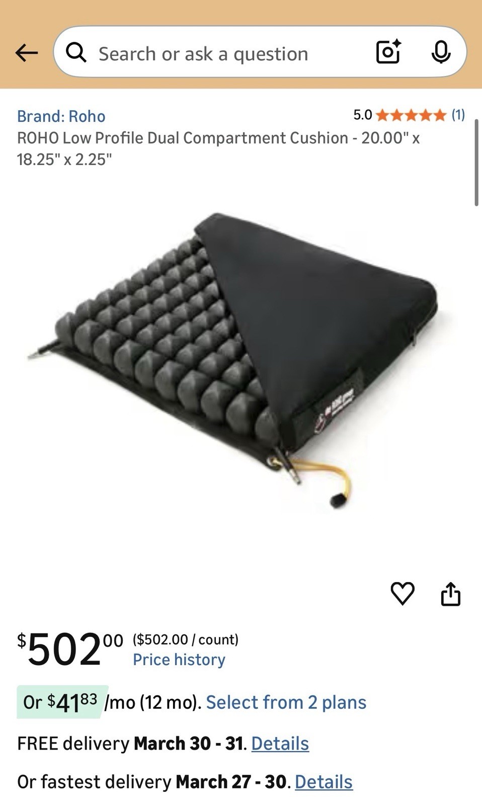 ROHO Permobil Low Profile Dual Compartment Cushion 2R1110LPC 20”x 18”x 2”