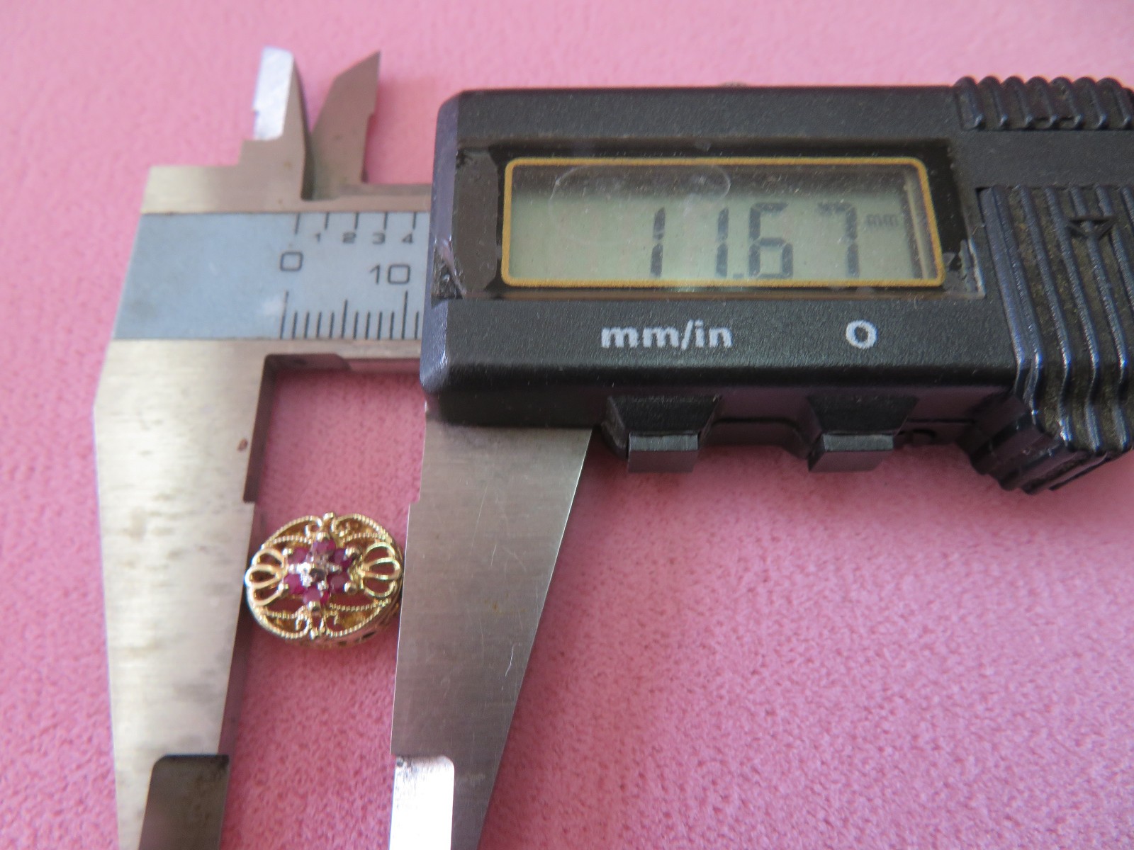 OMG 10K Solid Two Tone Gold Ruby Slide Charm for Bracelet