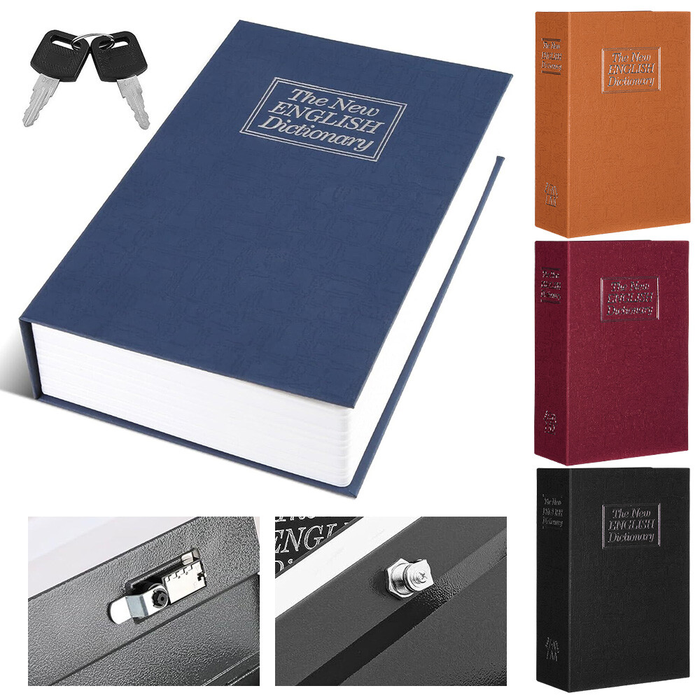 Safe Lock Box Book Metal Fire Proof Secret Money Hidden Gun Cash Combination New