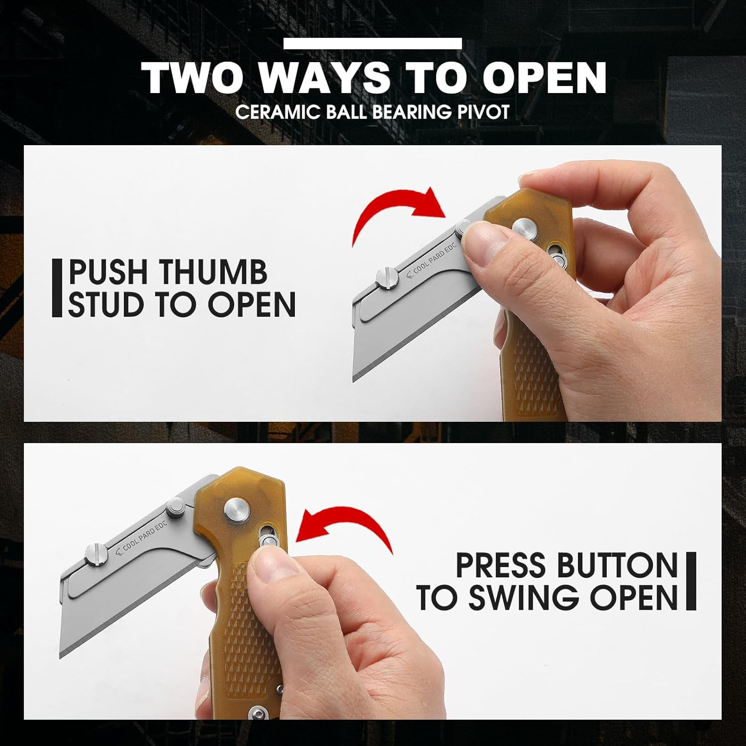 Folding Pocket Utility Knife ，Quick Change Blade Razor Knife with 4Pcs Extra Raz