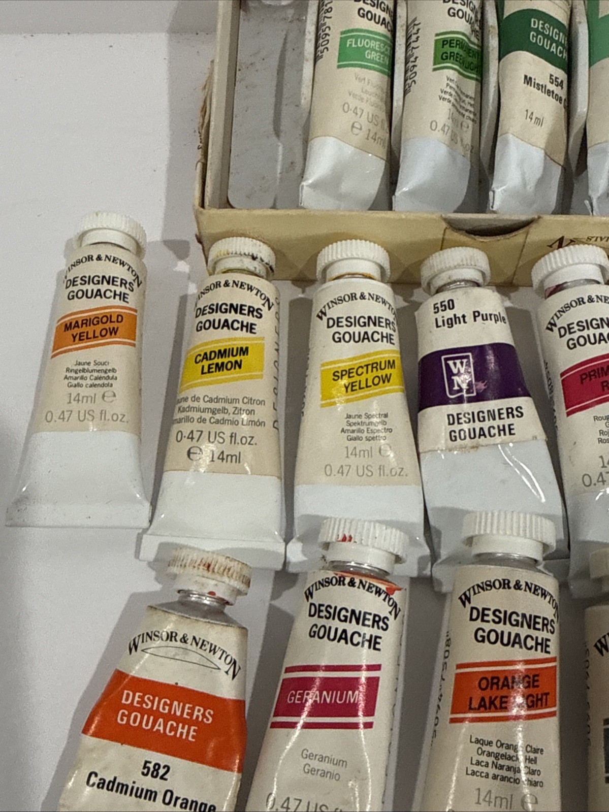 Winsor & Newton Designers Gouache Lot Of 19 Assorted Tubes Vintage