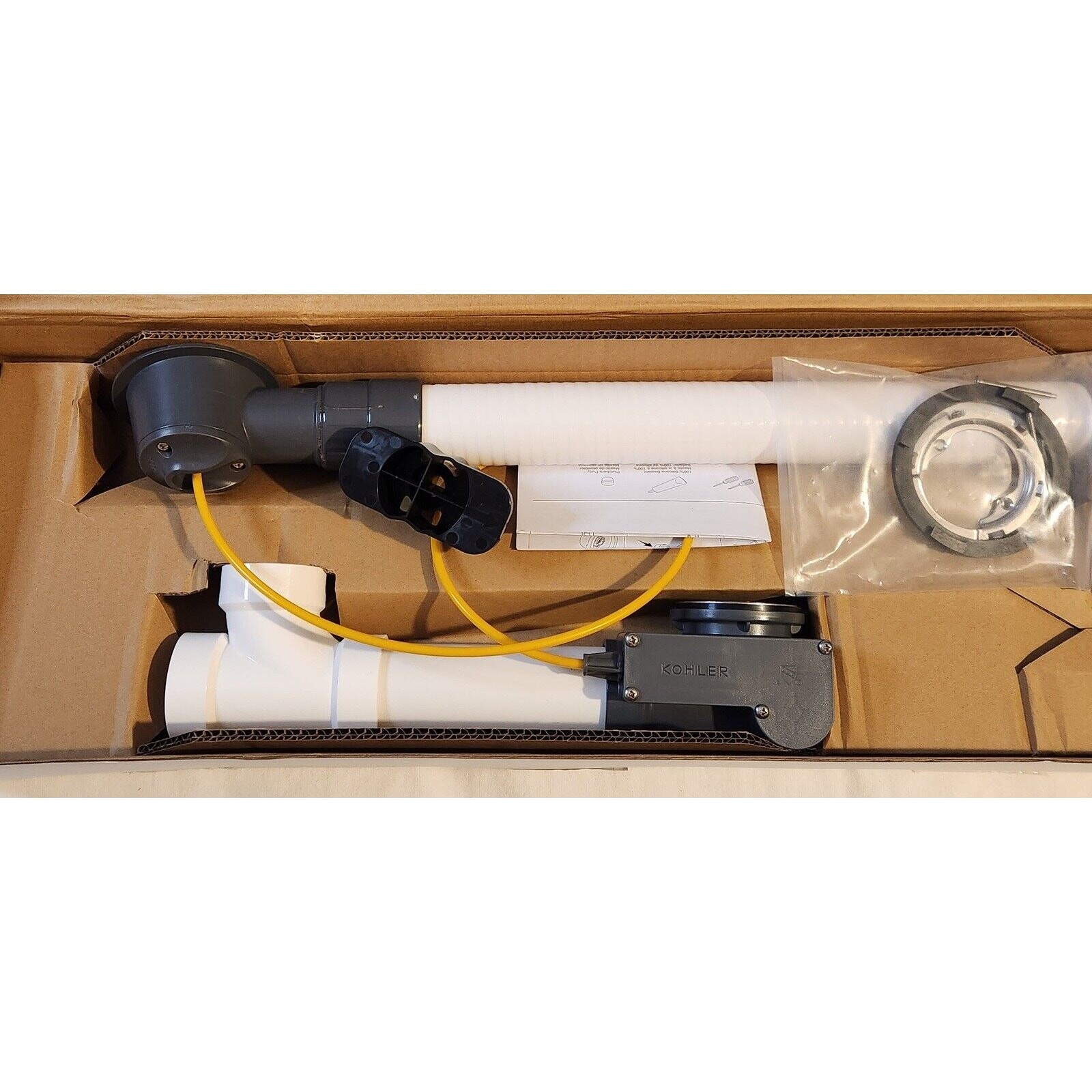 Kohler 37383-NA PureFlo PVC Rough-In Cable Bath Drain, 30" Cable with Tubing