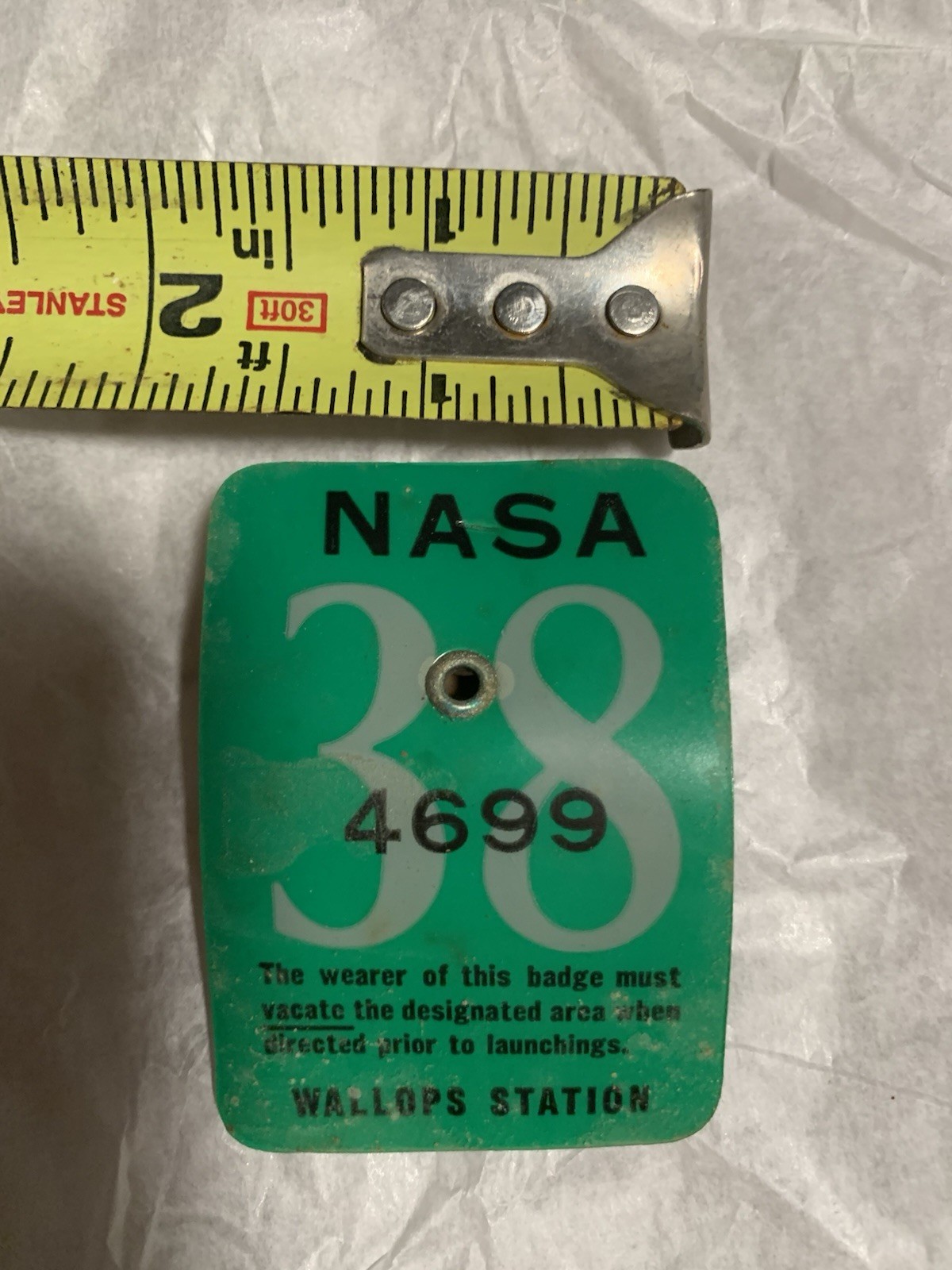 NASA Vintage Wallops Station Virginia Launch Area Badge – Range Safety Pass