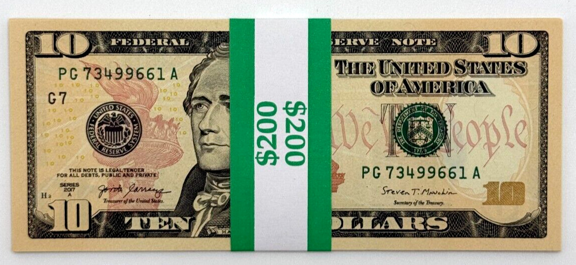 NEW Uncirculated TEN Dollar Bills SERIES 2017A $10 Sequential Notes Lot of 20