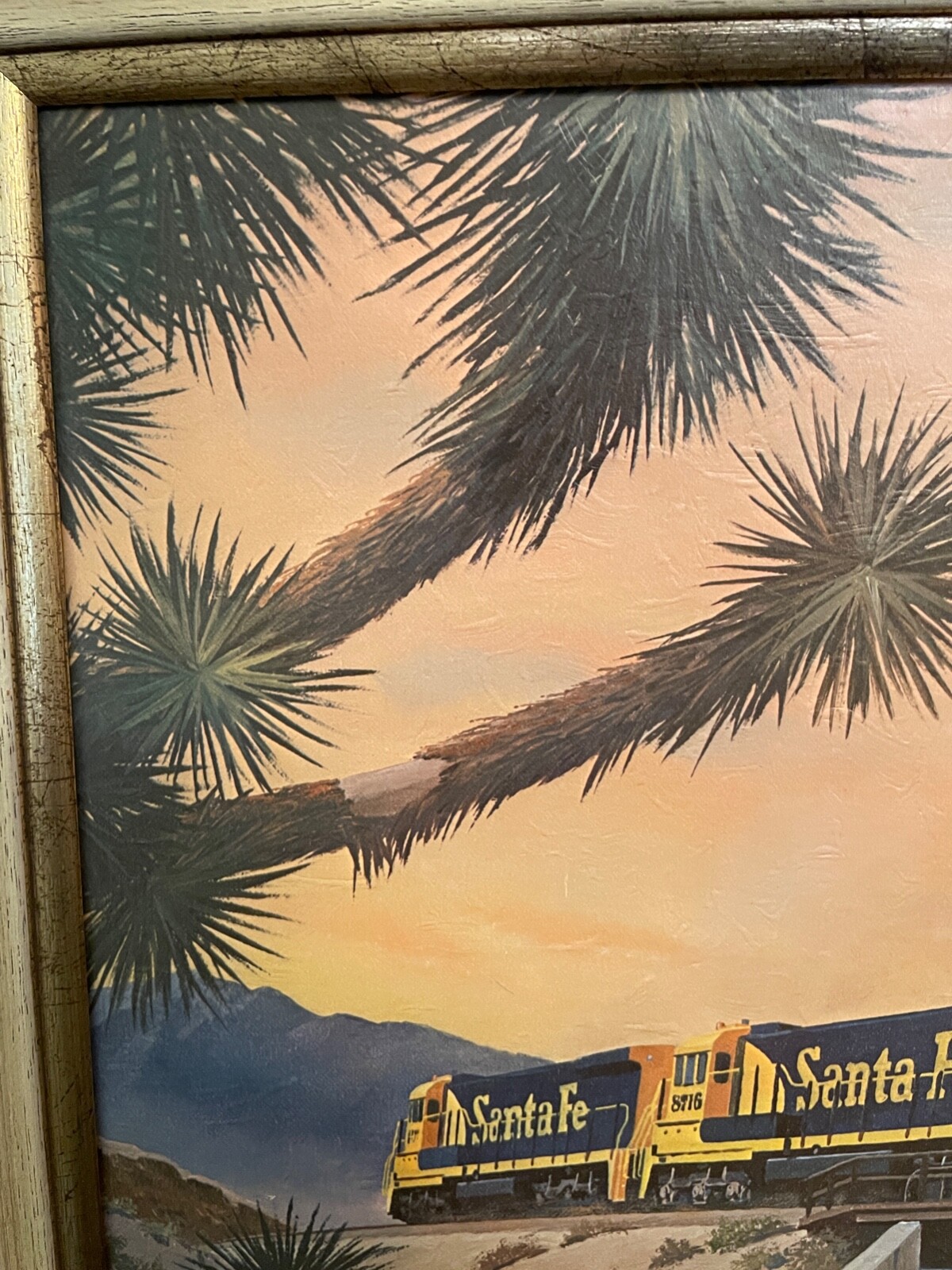 LARGE VINTAGE COMMERCIAL SANTA FE TRAINS SHIPPING OFFICE FOGG PRINT 23'" BY 35"