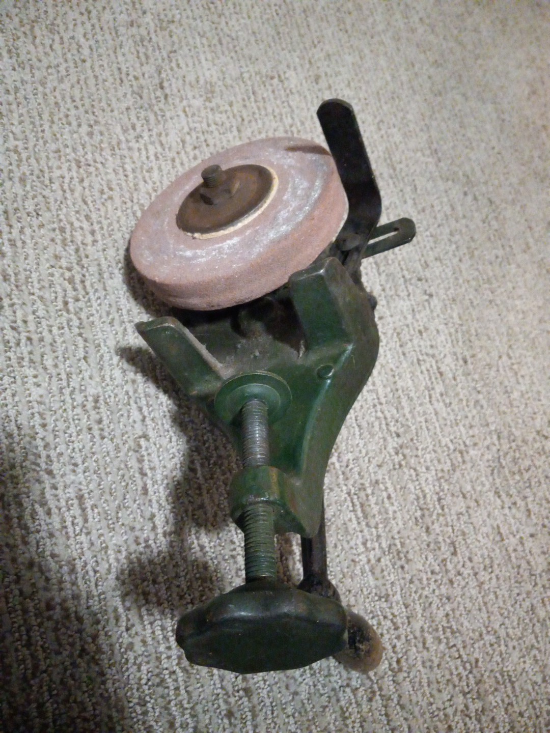 Vintage Keystone Hand Crank Bench Grinder 1920s