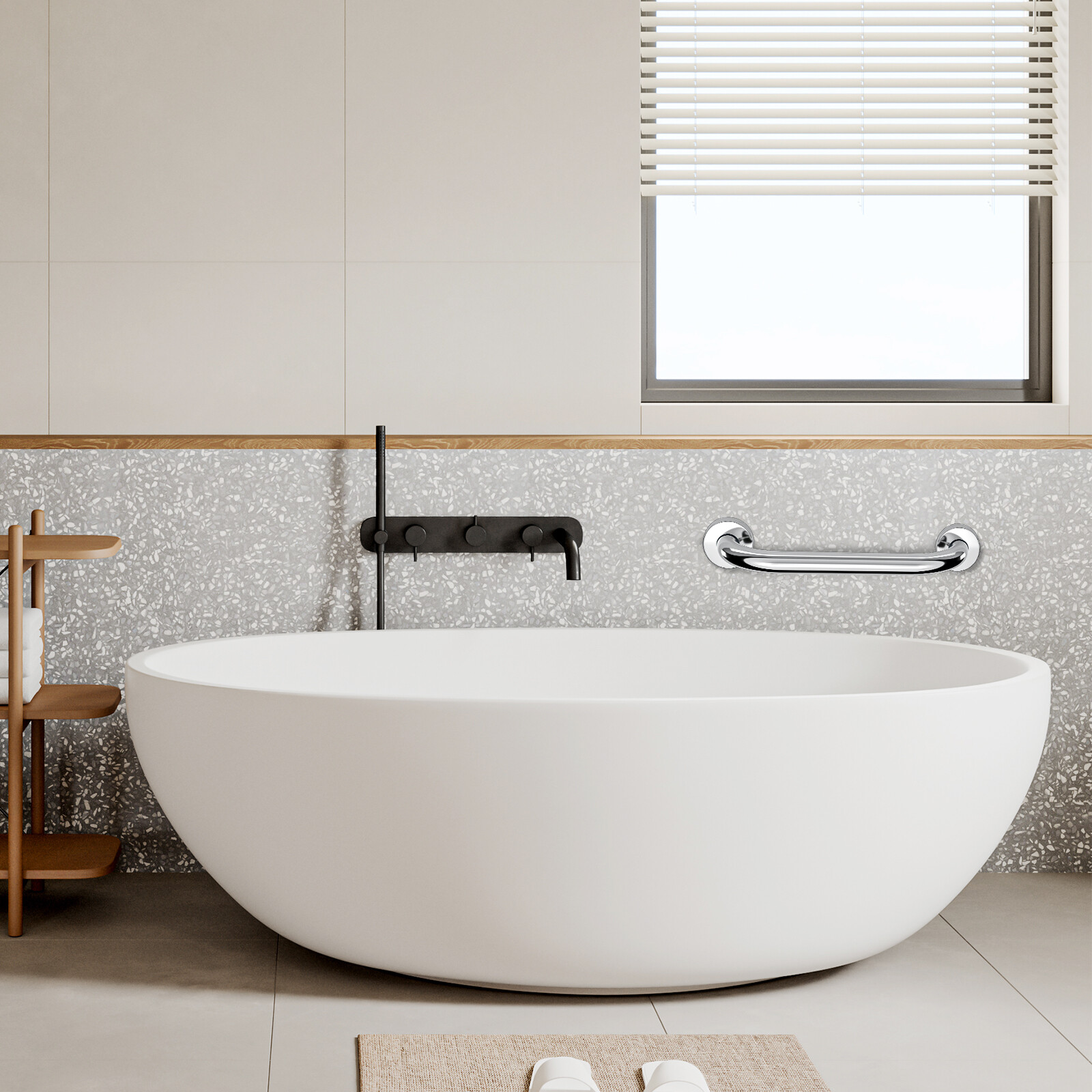 2PCS Stainless Steel Grab Bar Bathroom Safety Handicap Shower Tub Handle Support