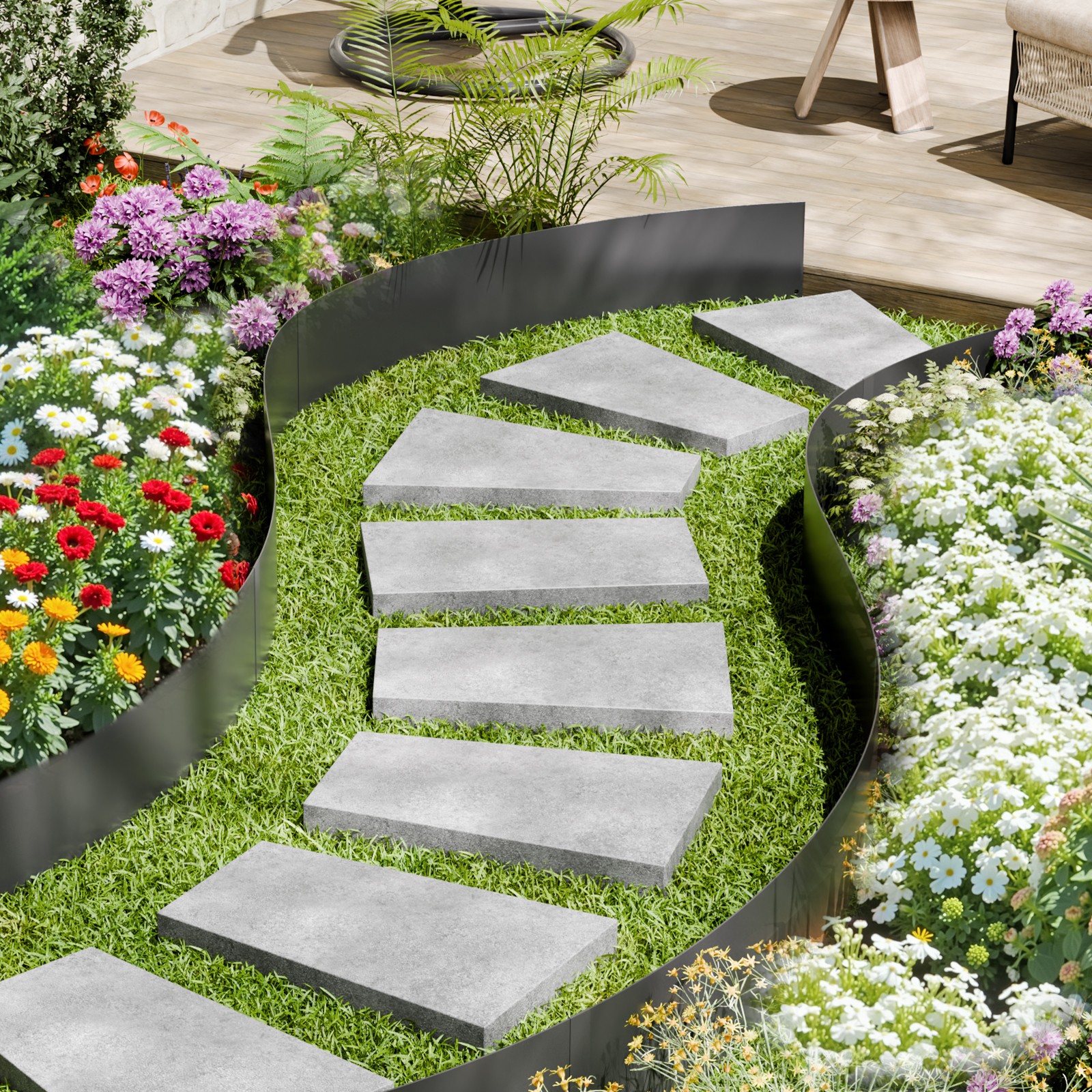 VEVOR Steel Landscape Edging 4 Packs 40 x 12in Rust-Resistant Garden Edging