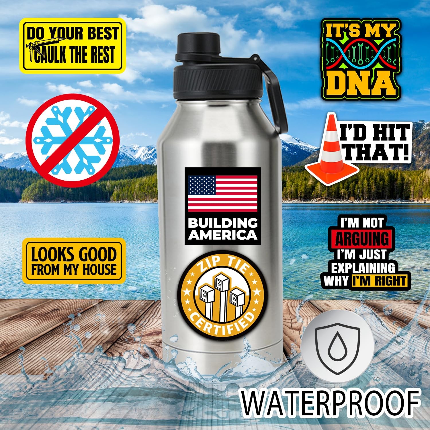 173 PCS Funny Hard Hat Stickers Waterproof Blue Collar Decals Pack Laptop Helmet