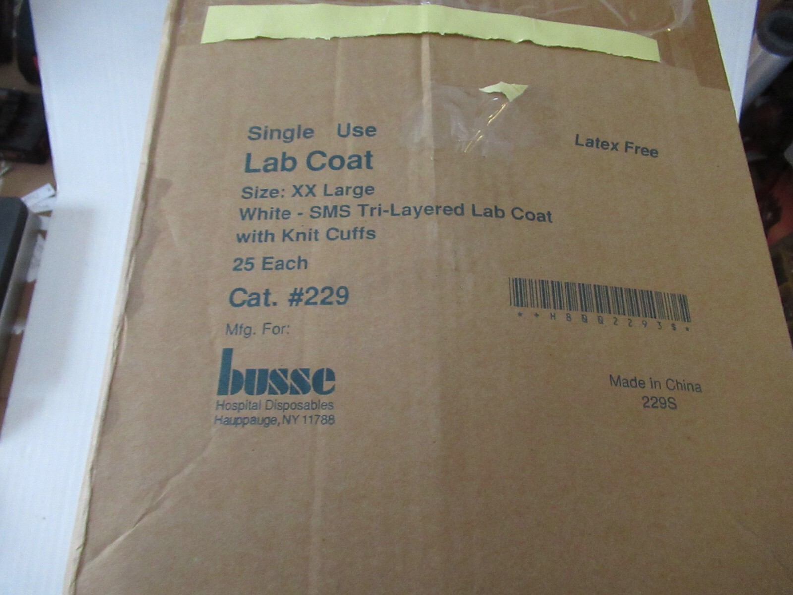 Busse Single use Lab Coat Case of 25 Size XXL Cat.# 229
