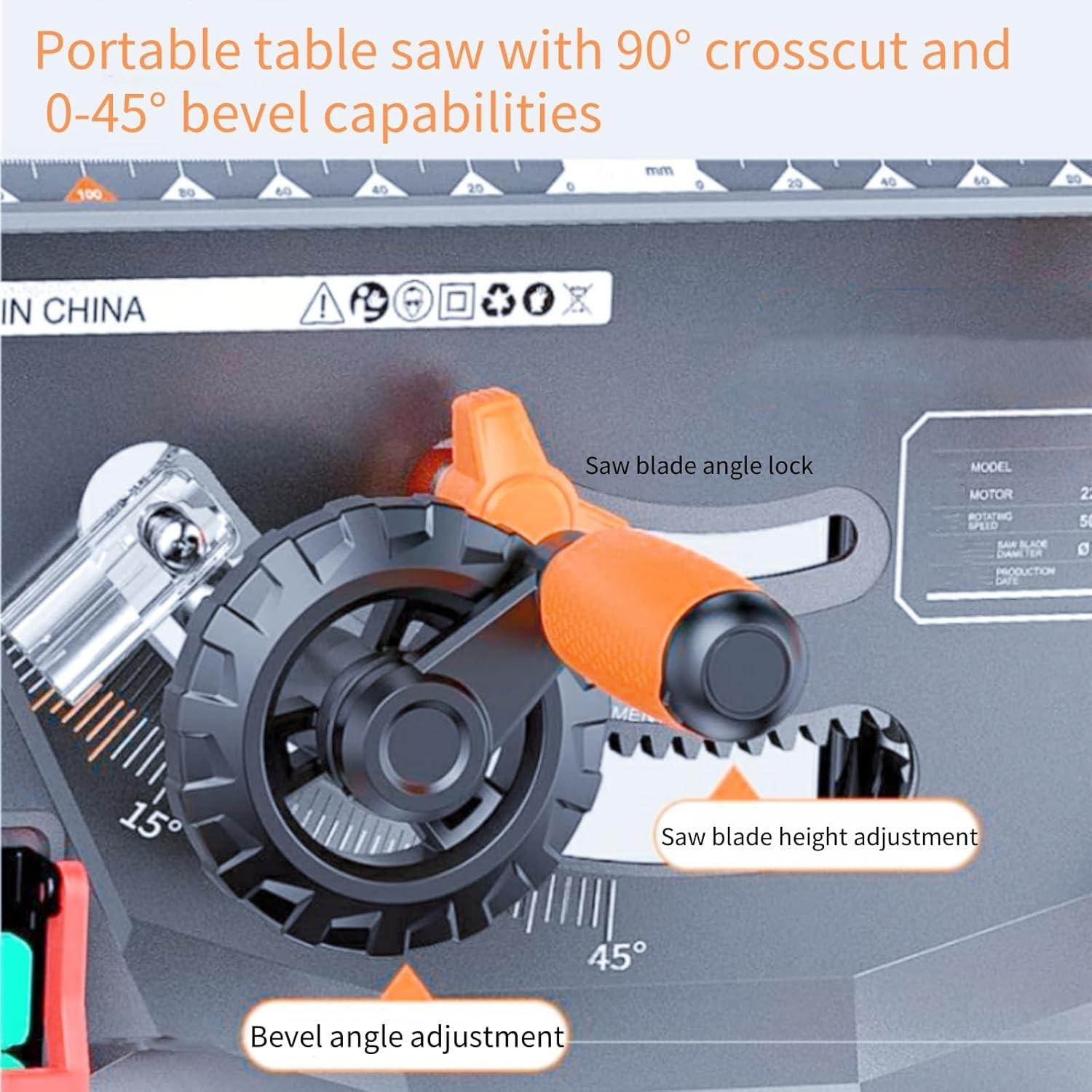 Portable Dust-Free Table Saw 15A 8-1/2in 98%Vacuuming Rate 5000RPM Woodworking