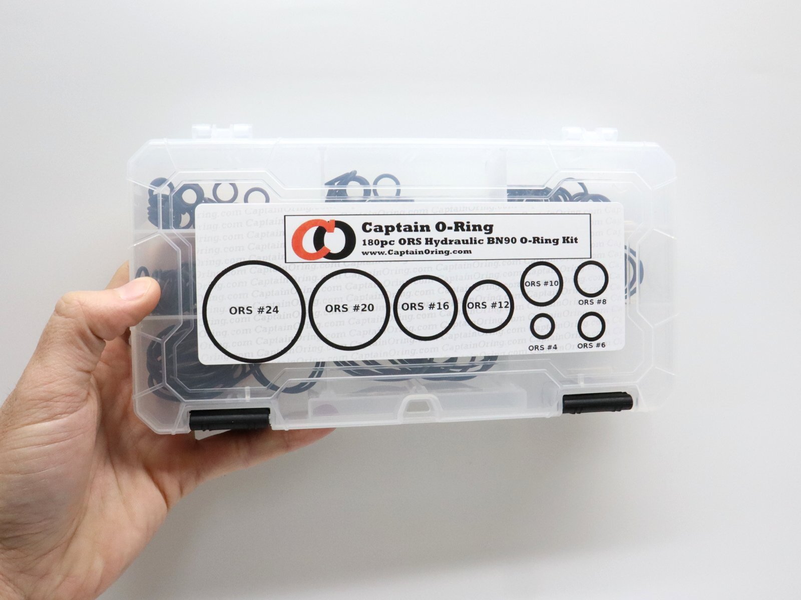 Captain O-Ring ORS/ORFS Flat Face Hydraulic Oring Seal Kit (180pc, Buna 90)