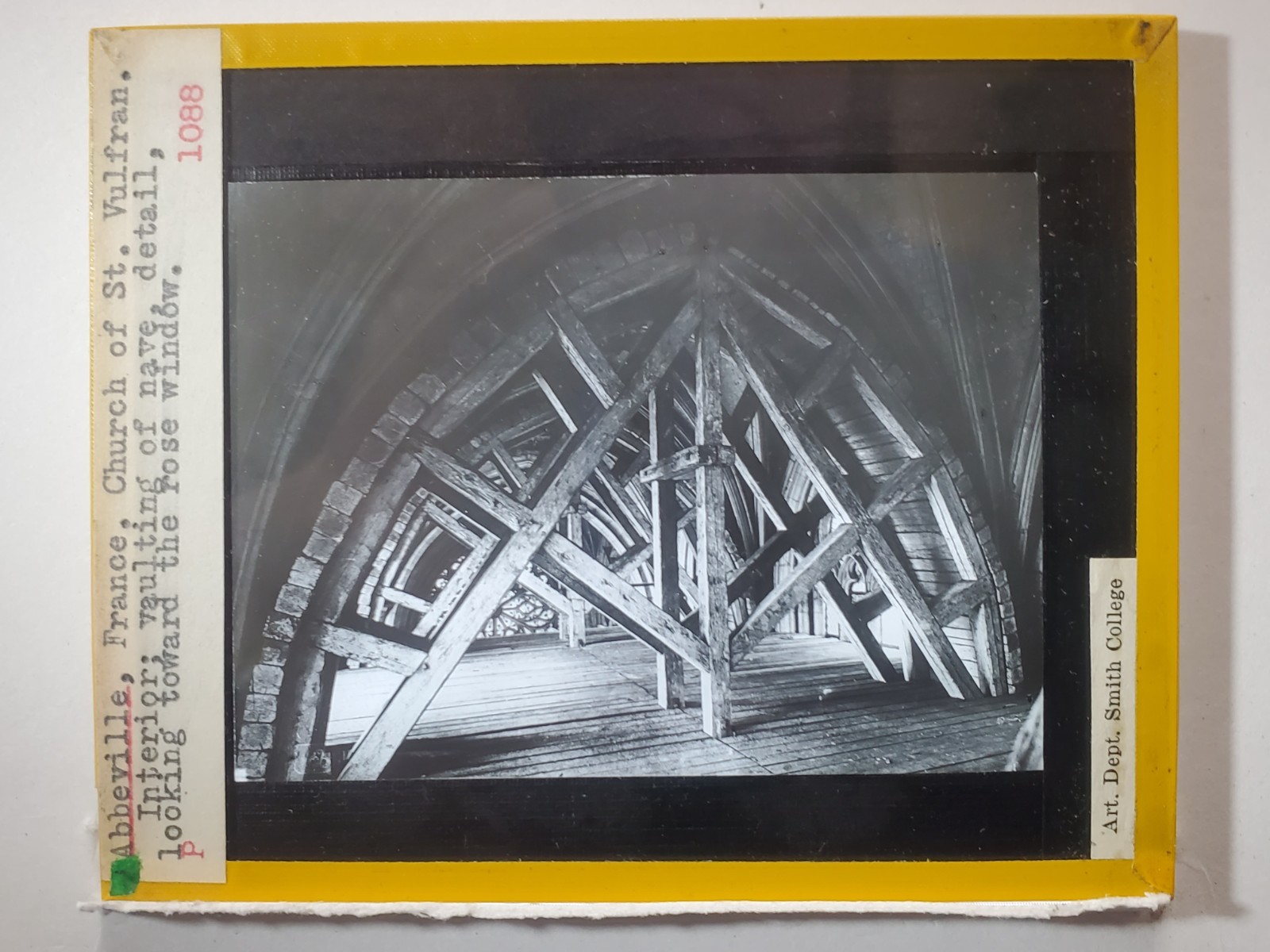 Vaulting Of Nave, St. Vulfran, Abbeville, France, Magic Lantern Glass Slide