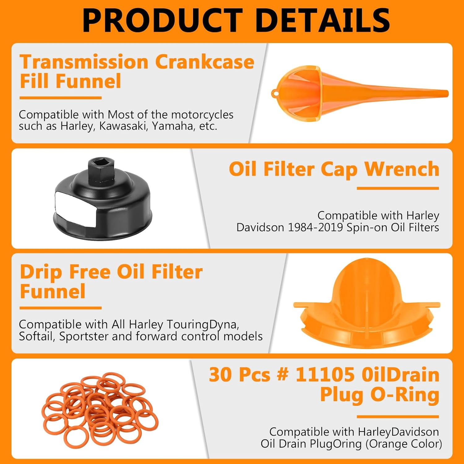Oil Change Kit Compatible with Harley-Davidson, Complete Motorcycle Oil Change T