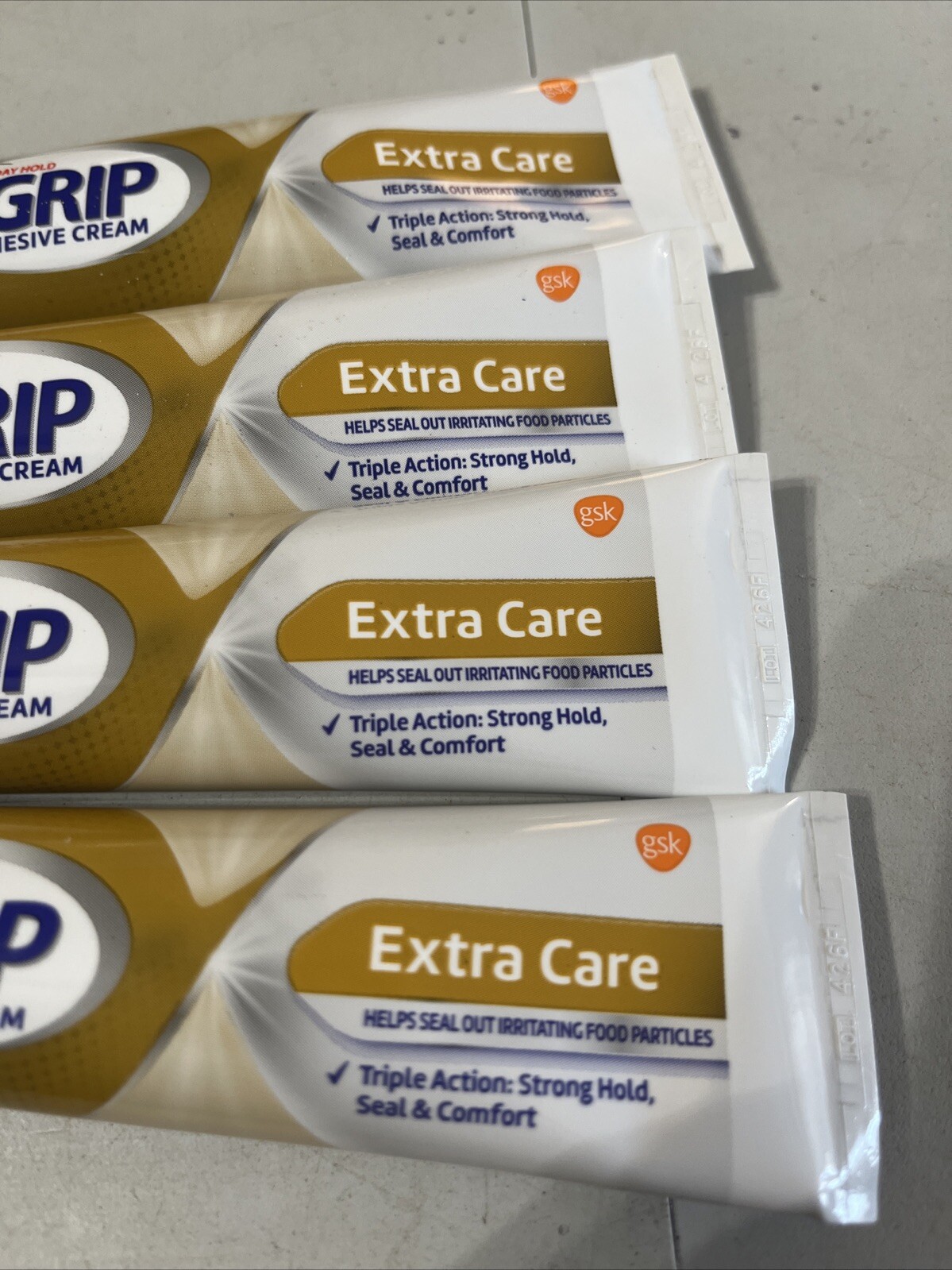 Super Poligrip (4 PK) Denture Adhesive Cream Extra Care 2.2oz EXP 2/27 No Box’s