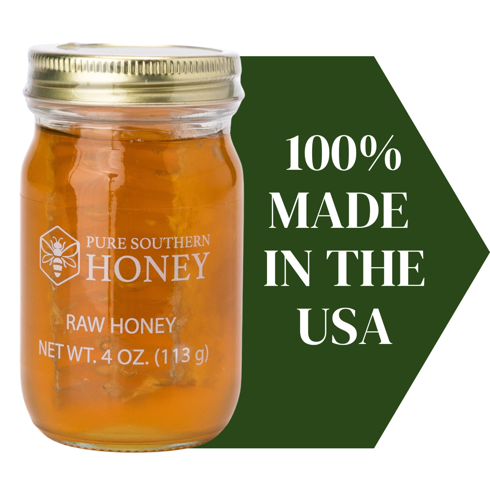 MINI 4 oz. Raw & Unfiltered Honey with Comb, New 2025 Crop