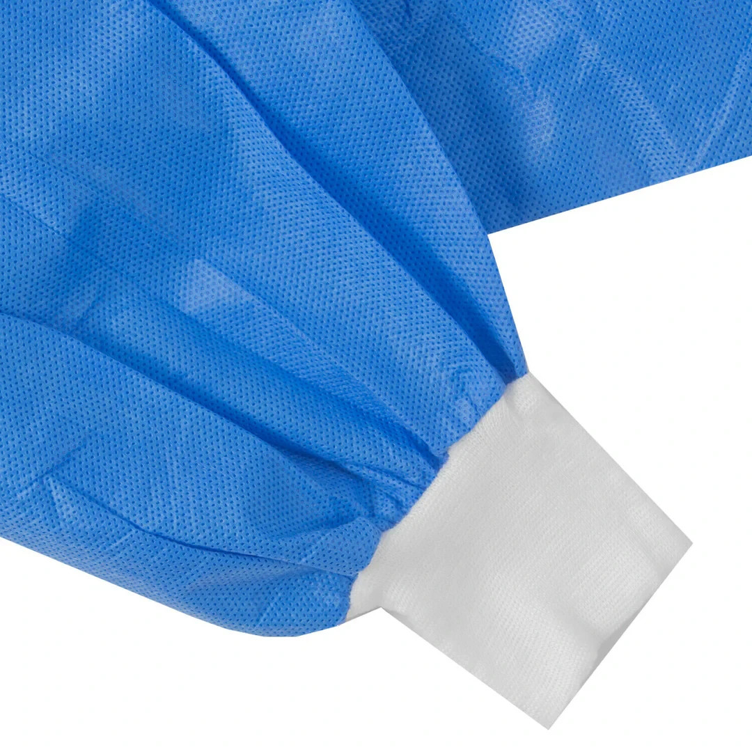10 Pcs Disposable Isolation Gowns Blue Knee Length Protective for Dental/Medical