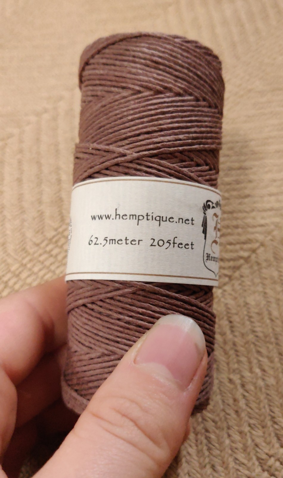 Hemptique brown crafters hemp cord #20 205ft/62.5m
