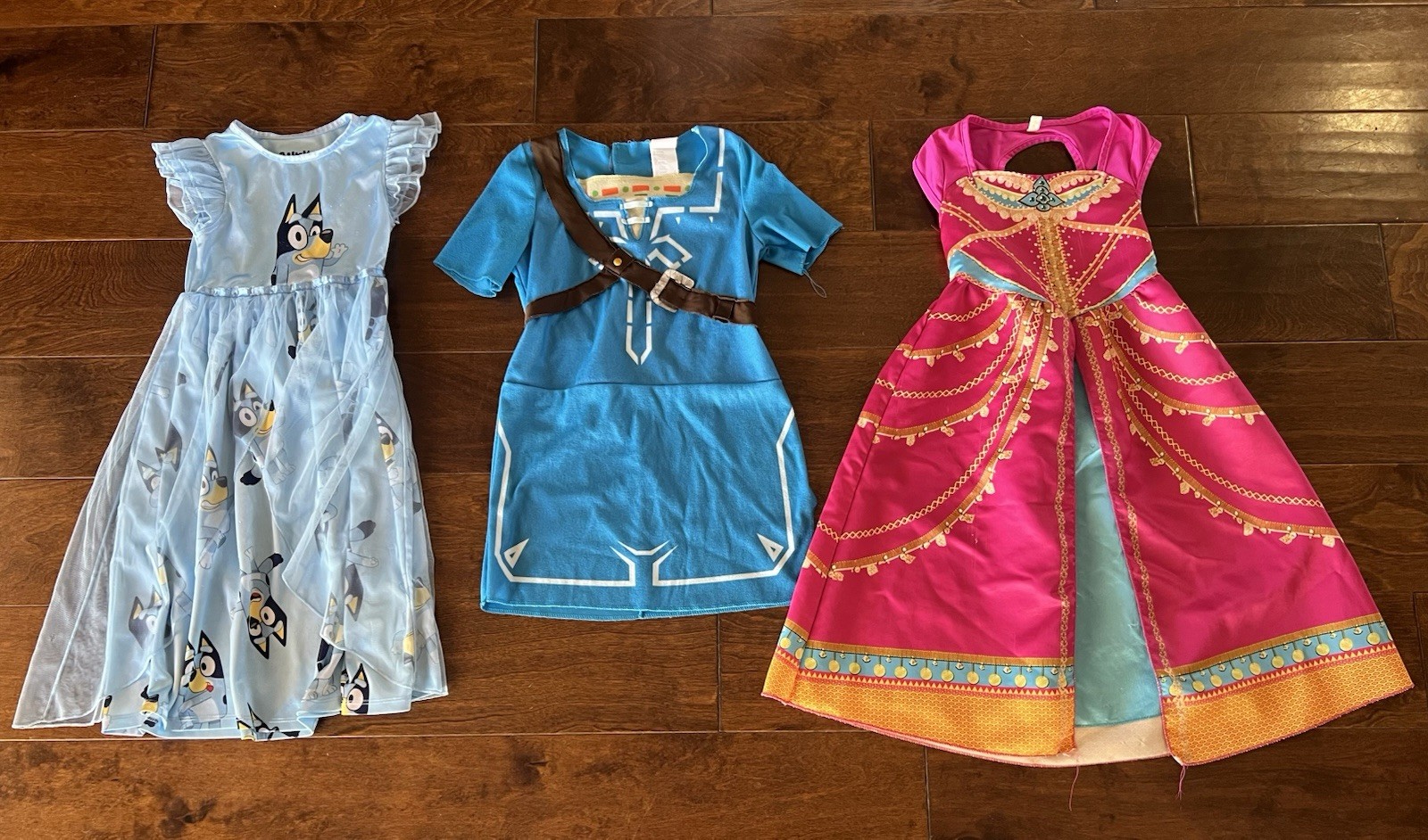 Disney, Bluey Little Girls Costume/Dress Up/play Dresses Lot Of 3 Size 5 To 6X