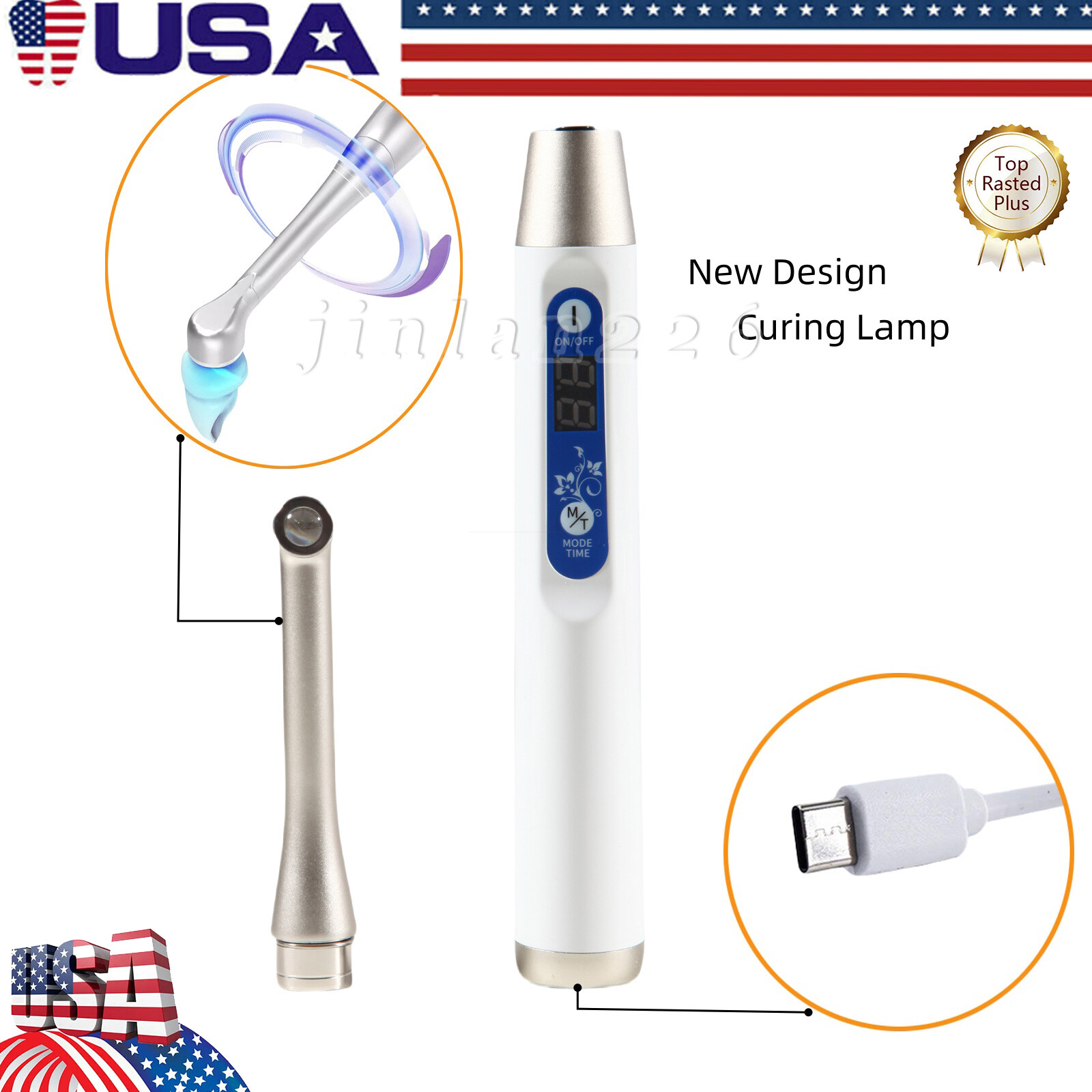 Dental 5Sec LED Curing Light Cure Lamp Wireless Resin Woodpecker Style