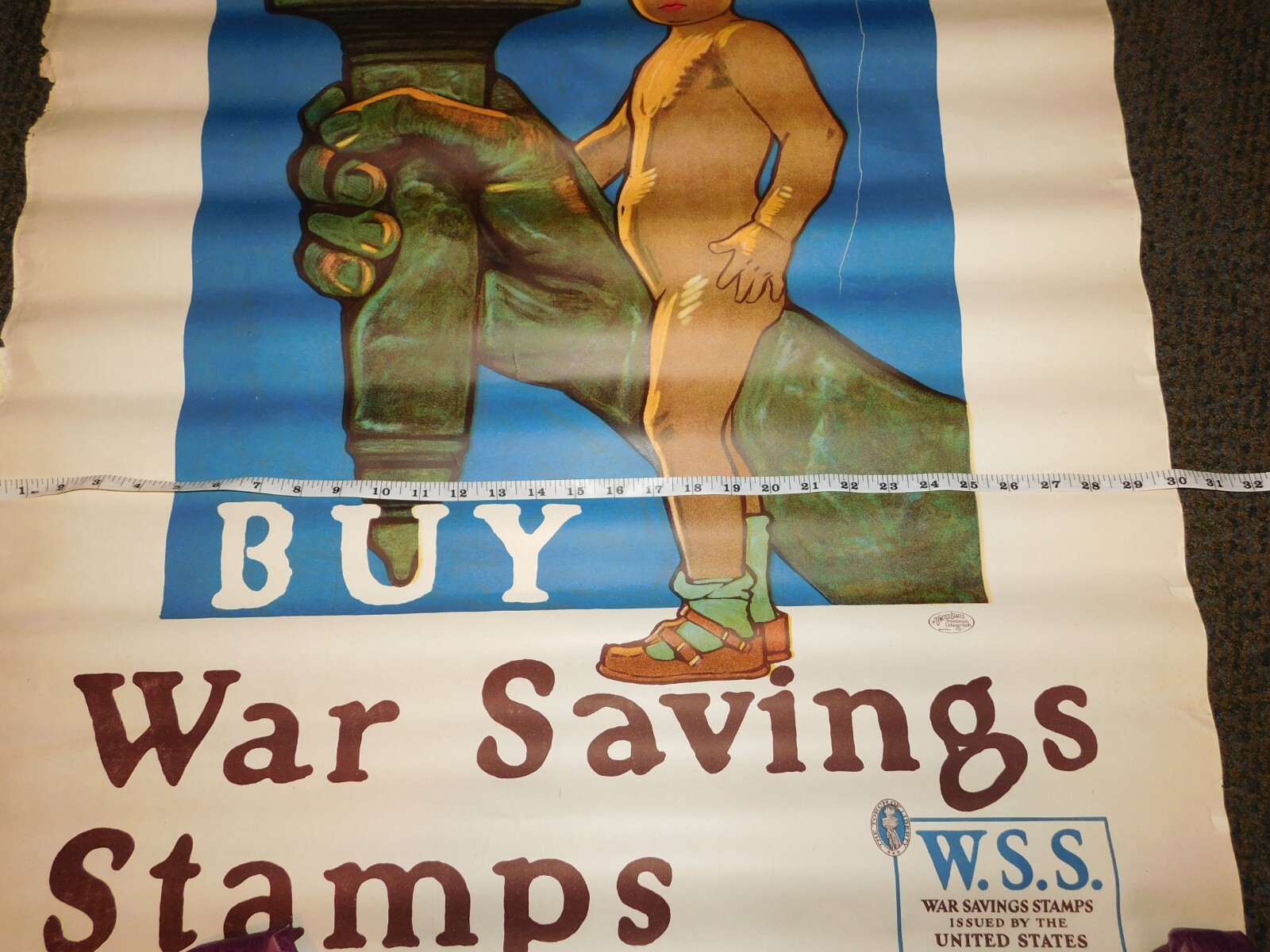 VINTAGE WWI WORLD WAR 1 SAVE YOUR CHILD SAVING STAMPS POSTER