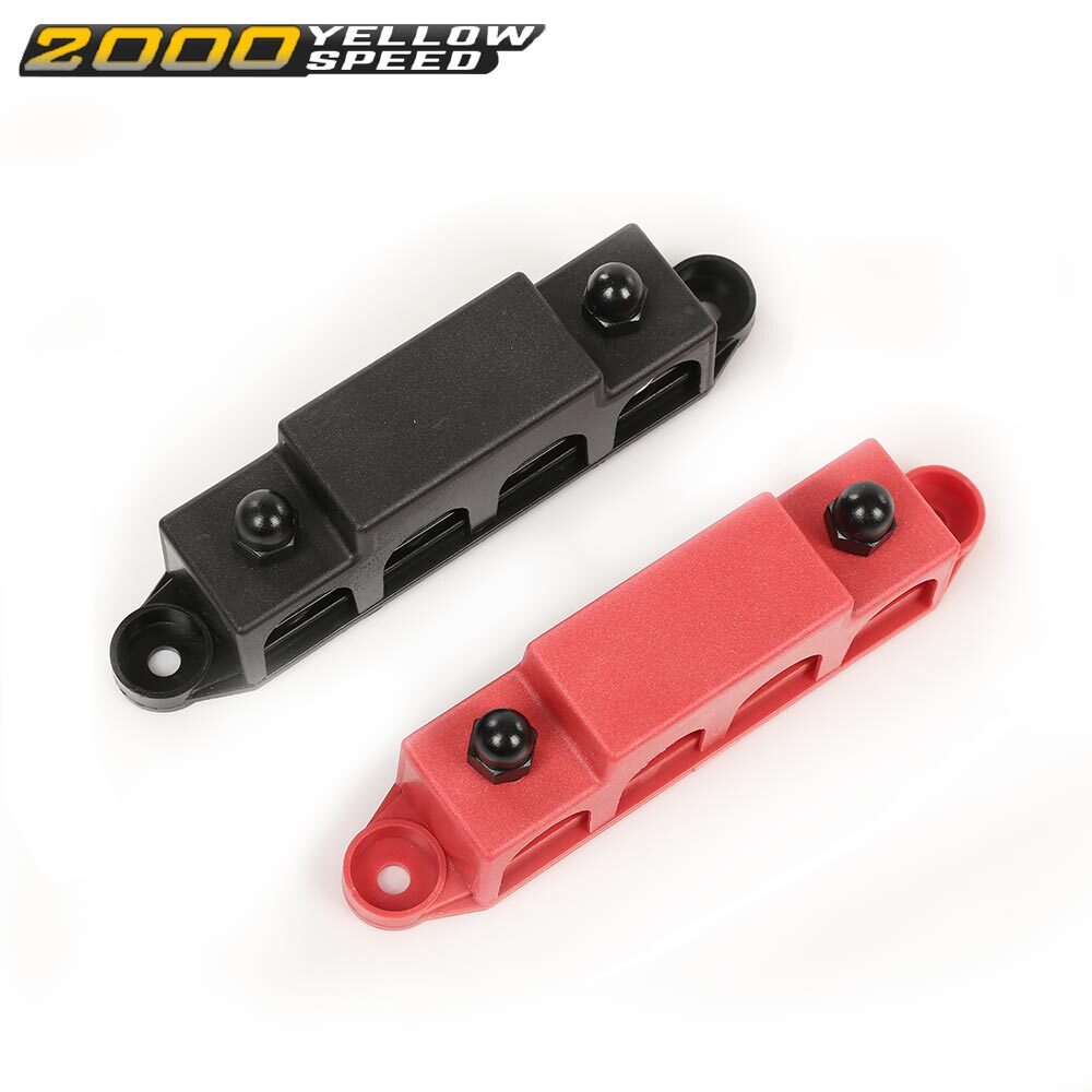 5/16" 12V 250A 4 Post Busbar Bus Bar Power Distribution Block With Cover 2Pcs US