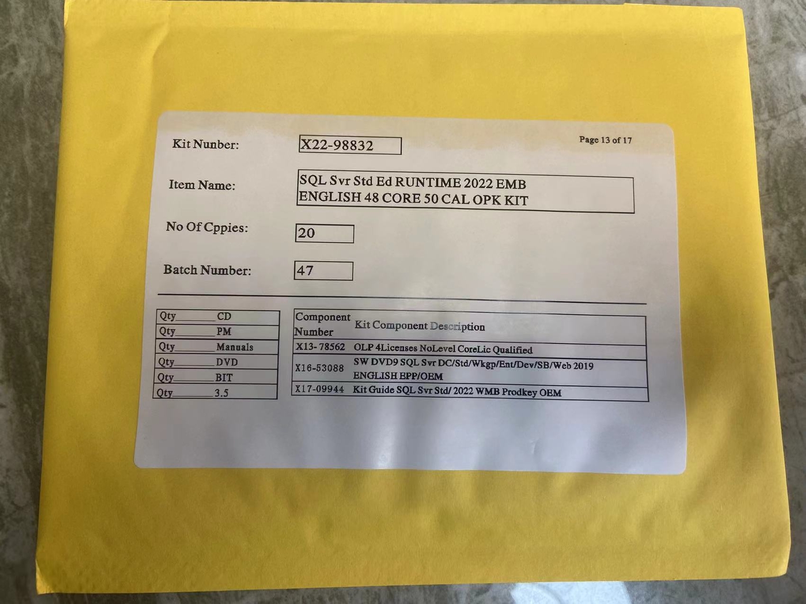 Microsoft SQL Server 2022 Standard 48 Core License, unlimited User CALs