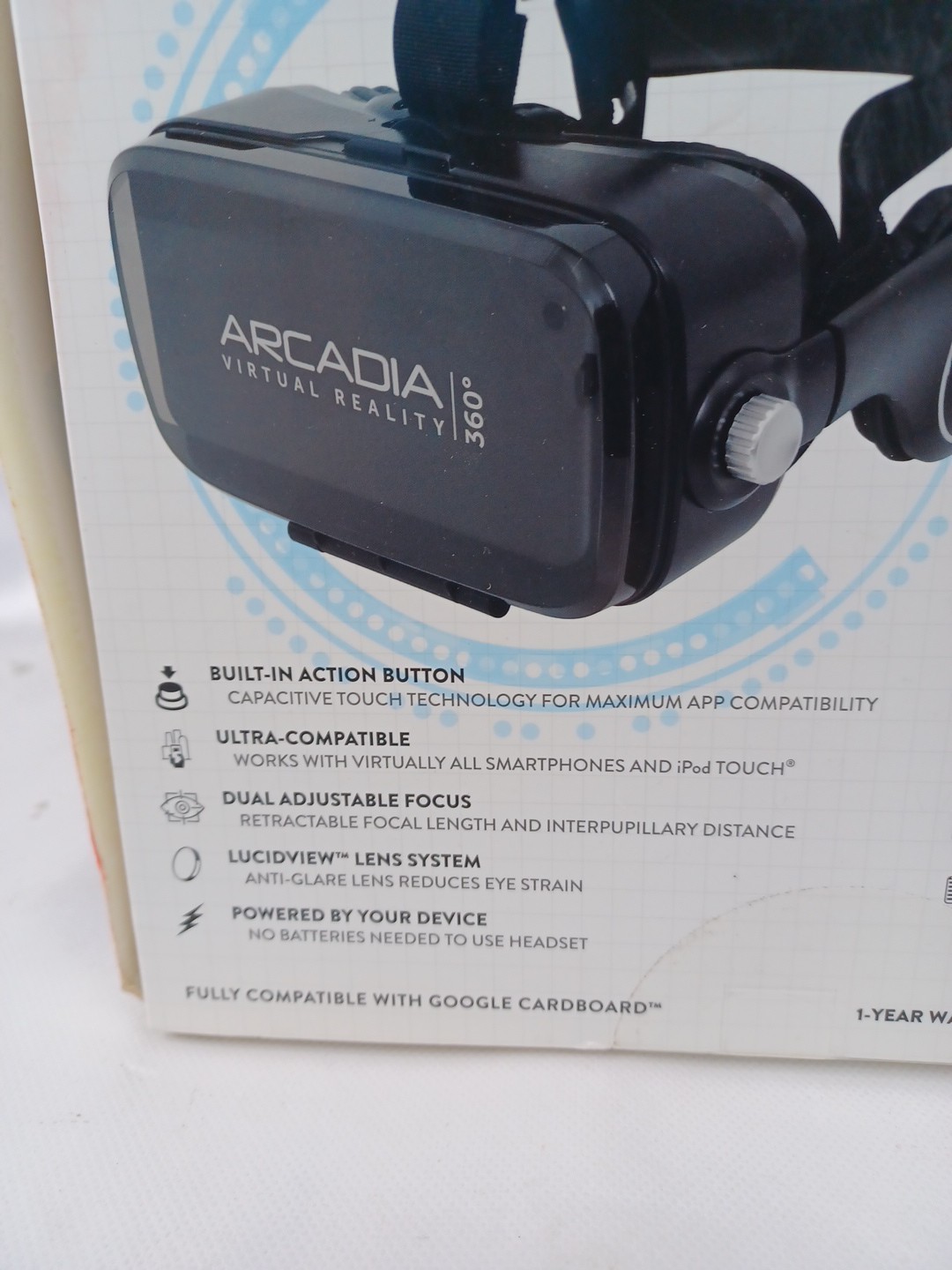 ARCADIA VIRTUAL REALITY HEADSET - 360 - BUILT-IN HEADPHONES - Black