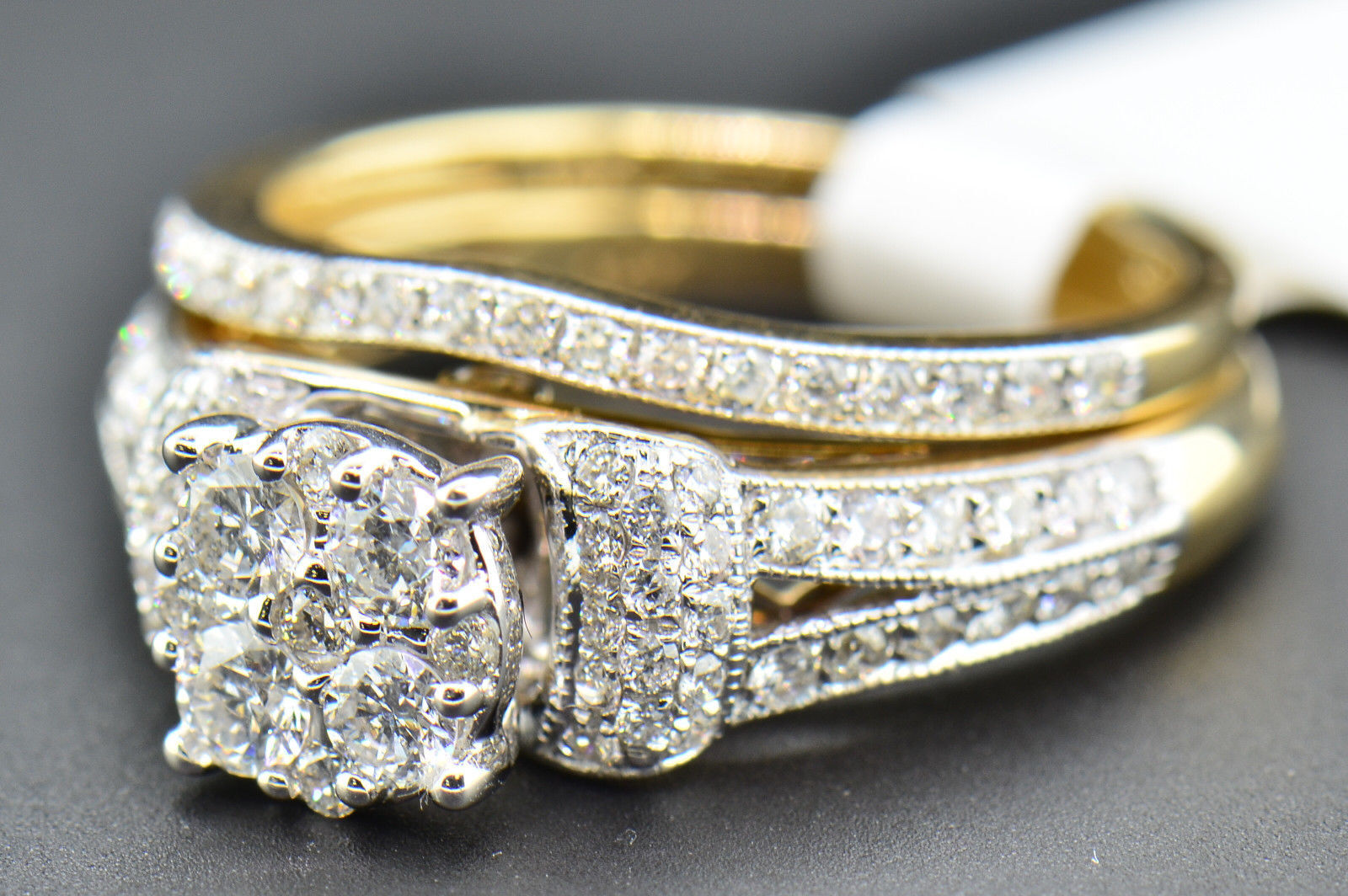 Diamond Bridal Set Engagement Ring & Wedding Band 14K Yellow Gold 1.25 Ct