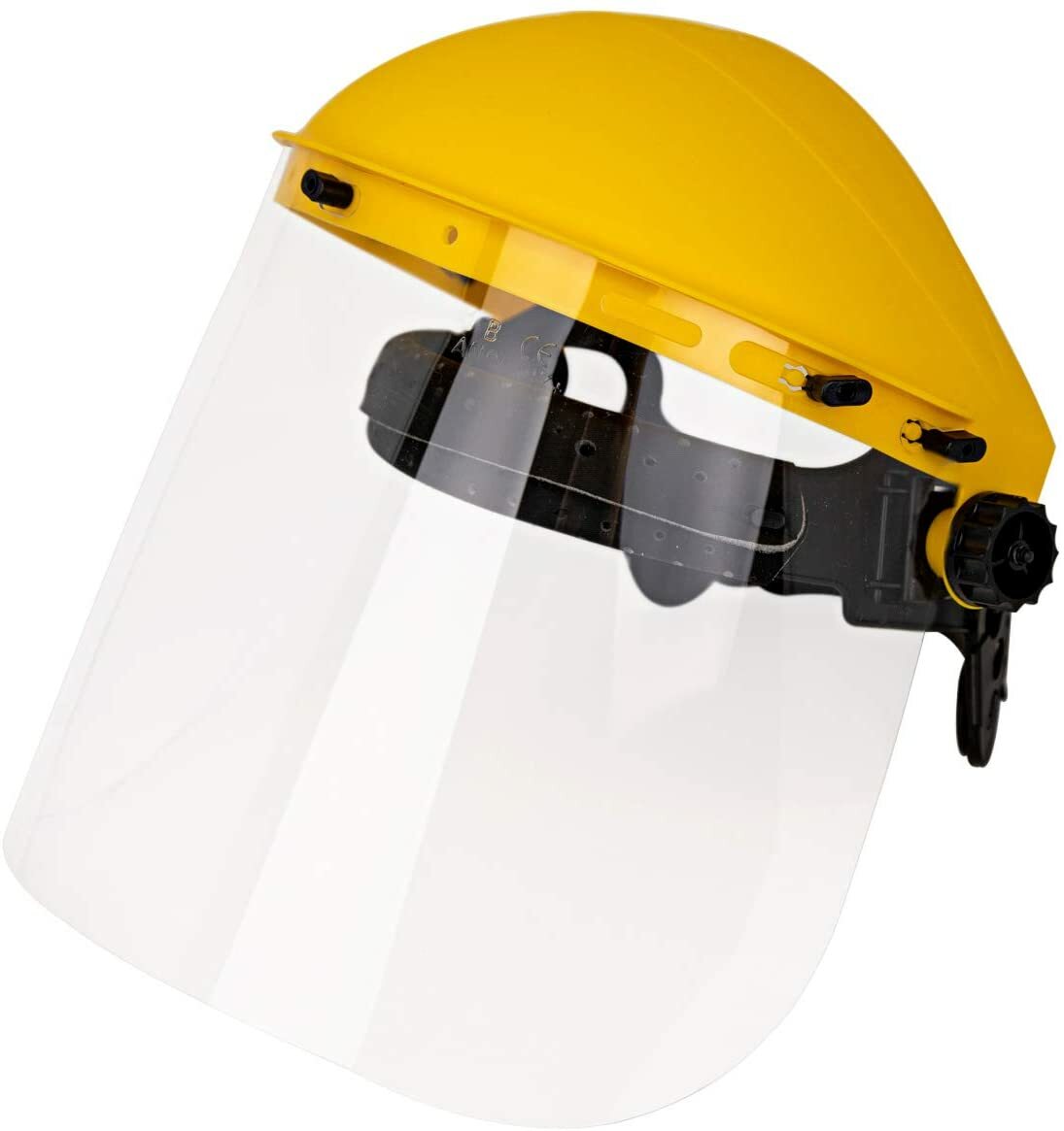 Face Shield with Ratchet, Reusable Full Facial Protection, Yellow (Pack of 1)