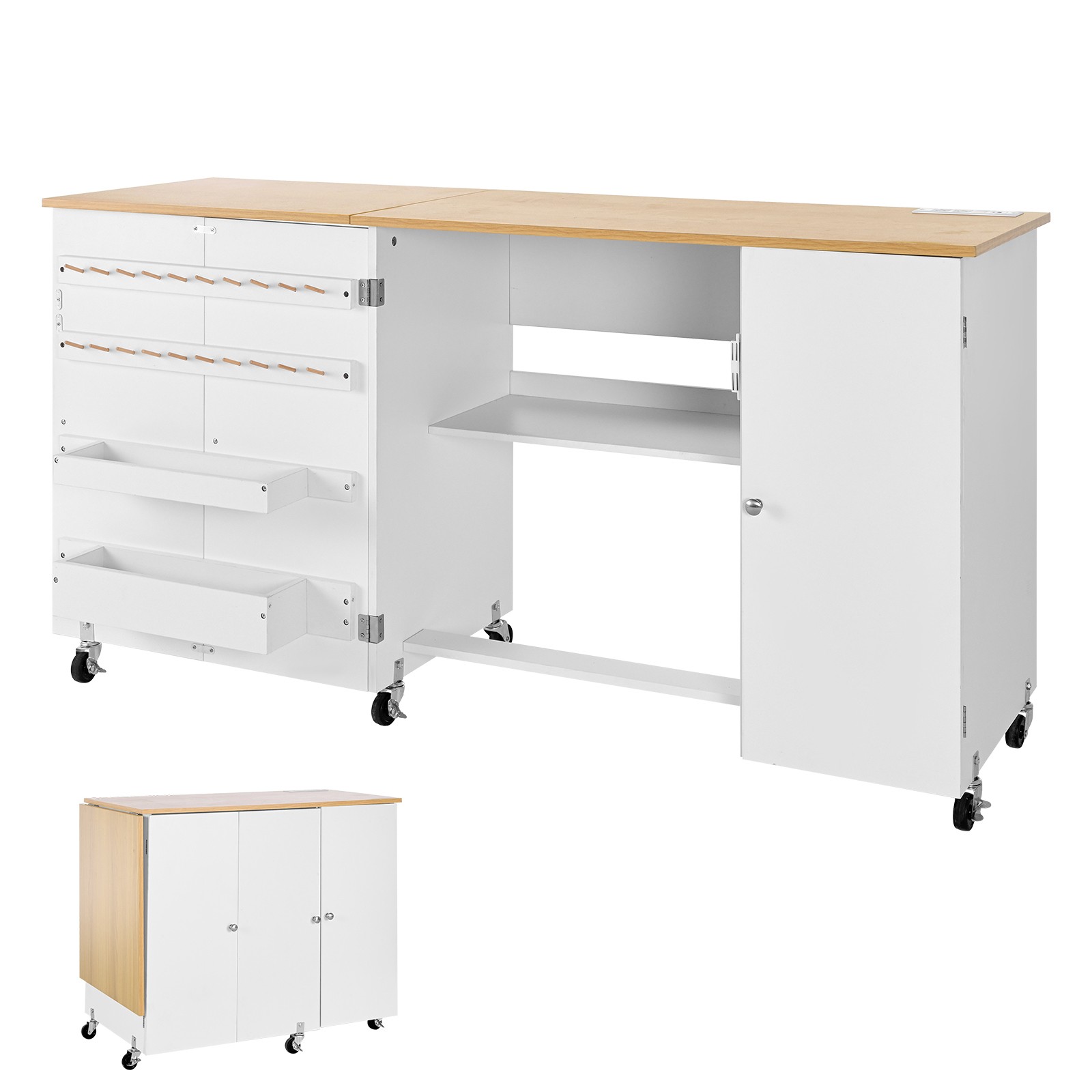 Uimoso Folding Sewing Table with Multipurpose Design andBuilt-In ChargingStation