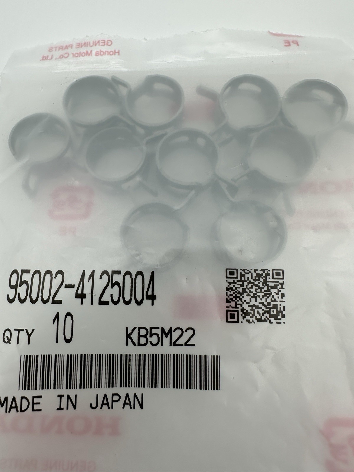 10-Pack Genuine Honda Engine Coolant Pipe Clamp (D=12.5mm) 95002-41250-04