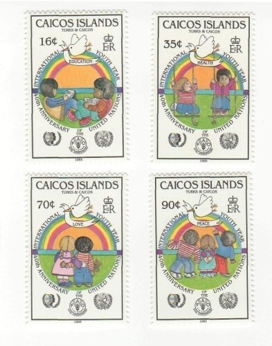 Caicos Islands 1985 - Youth Year - Set of 4 Stamps - Scott #65-8 - MNH