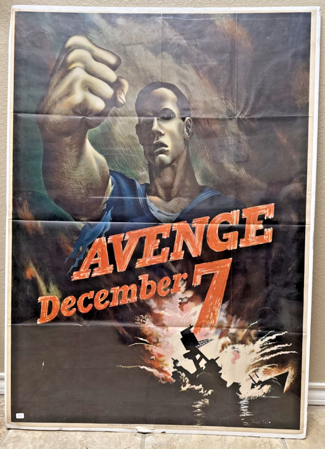 AVENGE DECEMBER 7 - US Government WWII 1942 Poster ORIGINAL