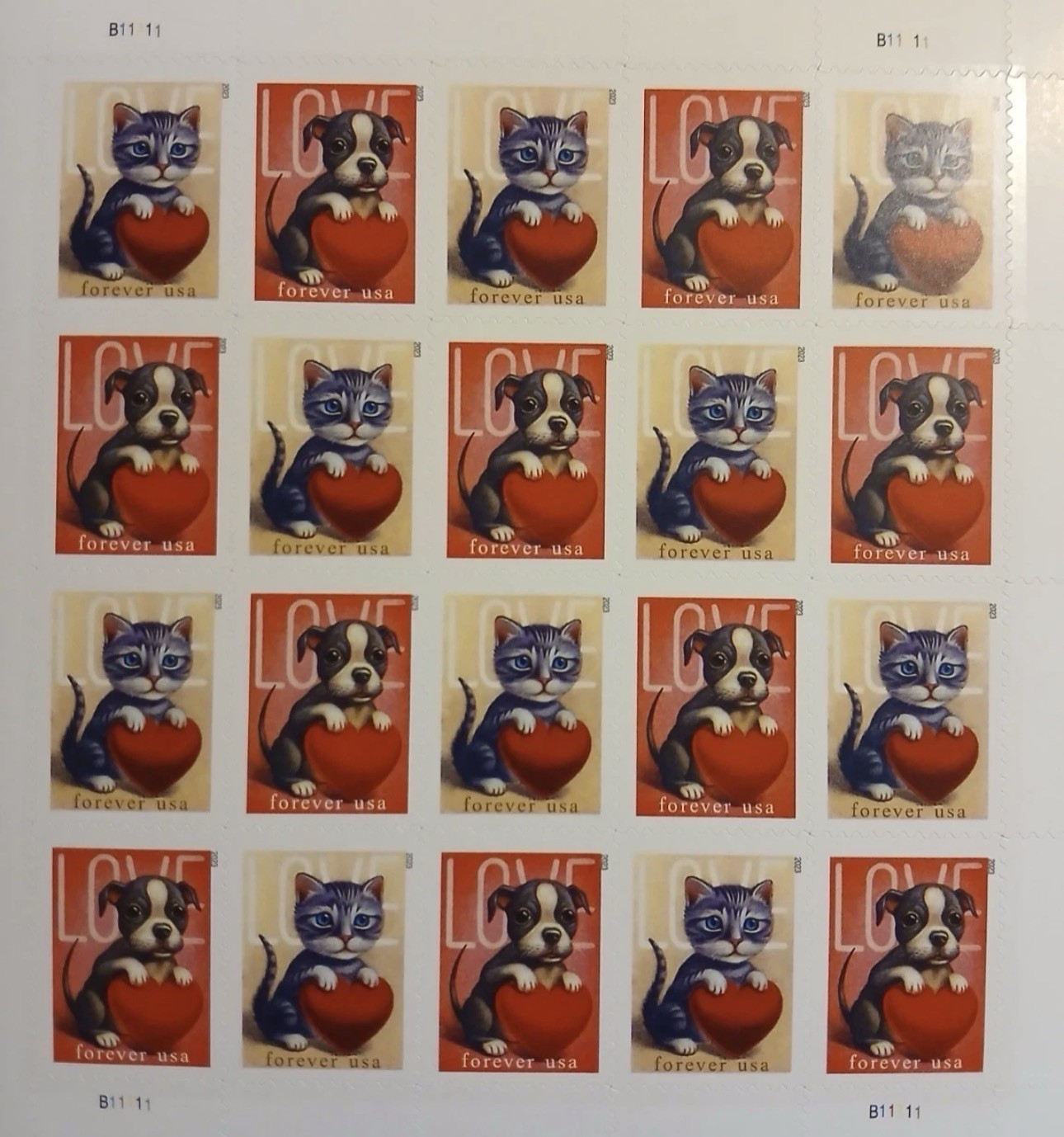 2023 USPS SHEET OF 20 FIRST CLASS LETTER STAMPS LOVE 78¢