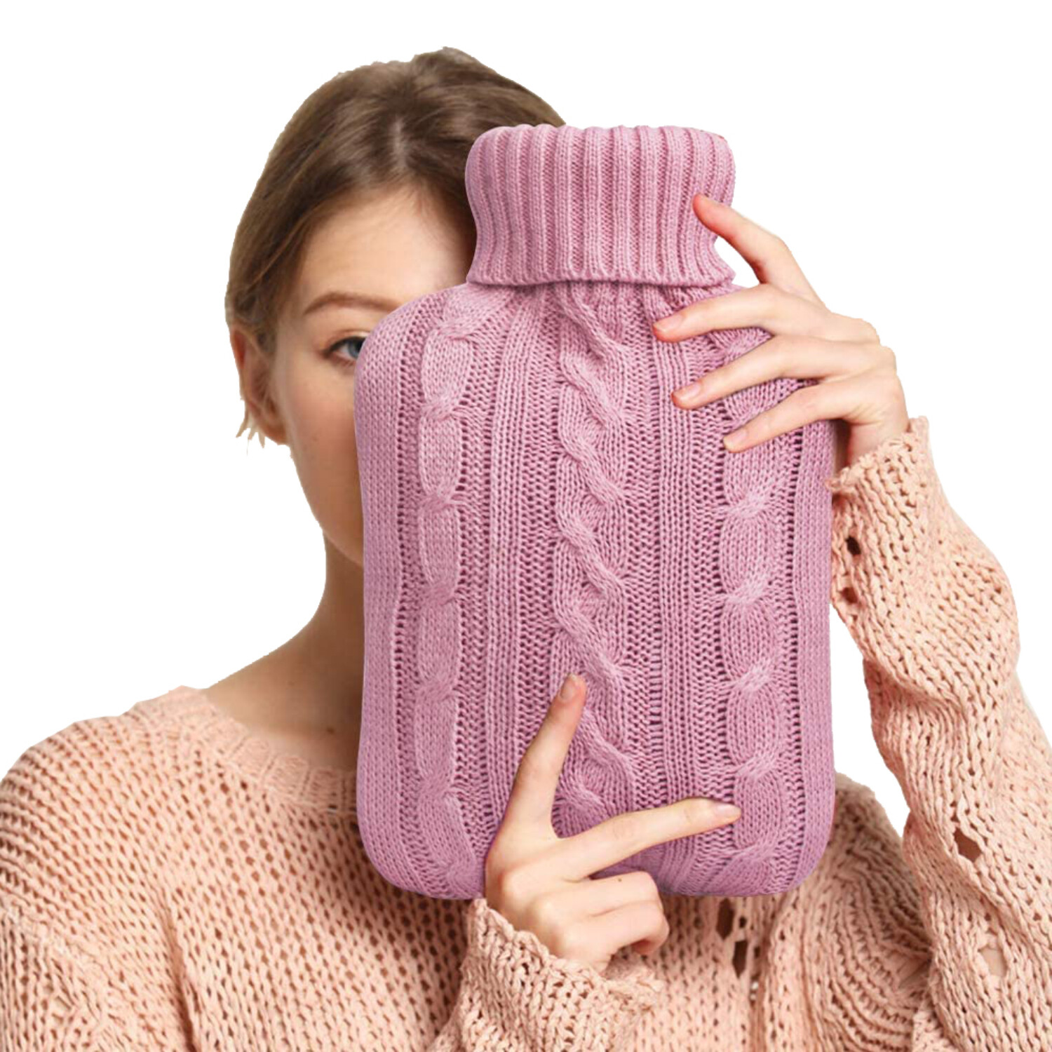 Hot Water Bottle w/Knitted Cover 2L Hot Cold Compress Neck Shoulder Pain Relief