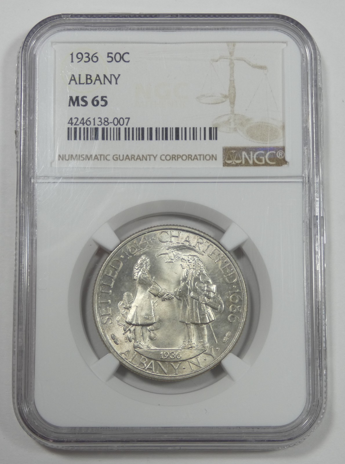 1936 Albany, NY Charter Silver Commemorative Half Dollar CERTIFIFED NGC MS 65