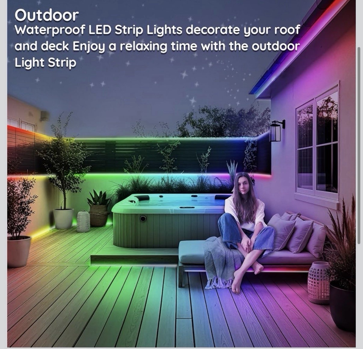 Outdoor Waterproof Multicolor LED Light Strip IP68 App & Remote Control Adhesive