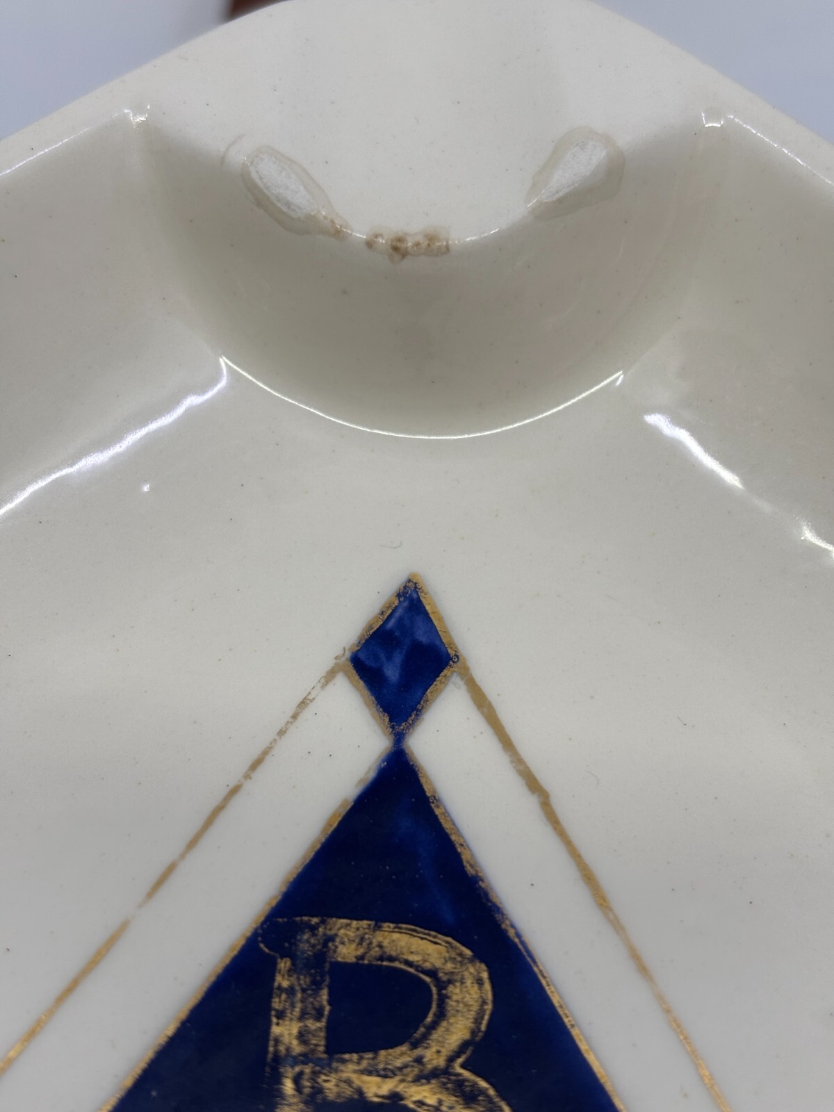 Set of 2 Handmade Ceramic Ash Trays Squares with Initials BT and Dates 1933 1953