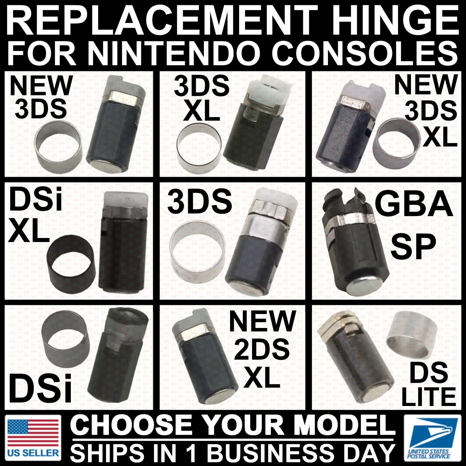 Replacement Hinge/Axle for Nintendo New/3DS/2DS/DSi/XL/LL/DS Lite/GBA SP Ring