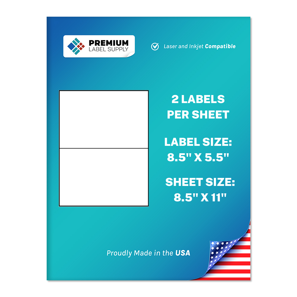 500 Premium 8.5 X 5.5 Half Sheet Shipping Labels self adhesive -PLS Brand-