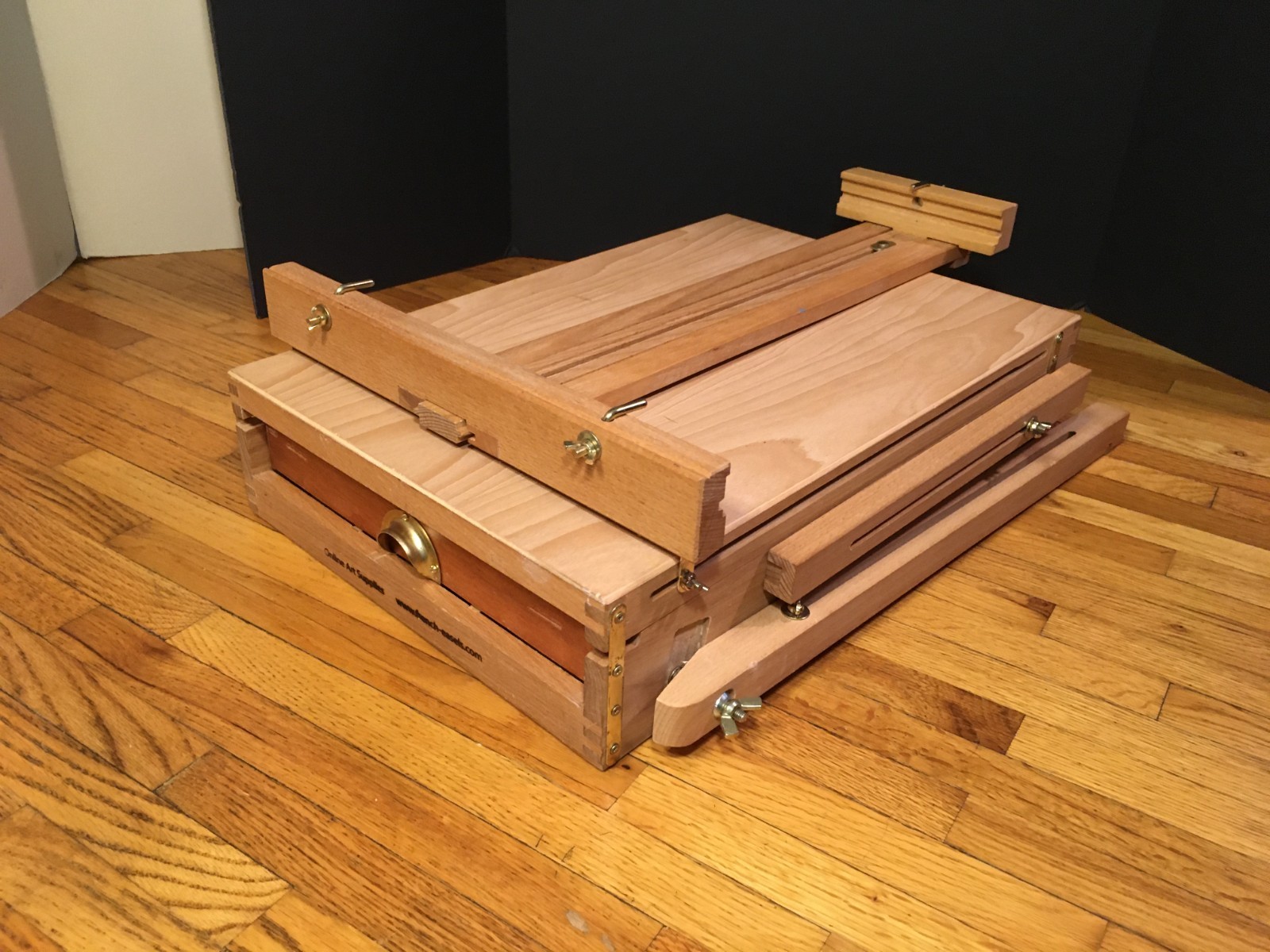 **Vintage FRENCH EASEL FOLDING ARTIST SKETCHBOX PORTABLE SOLID WOOD STORAGE