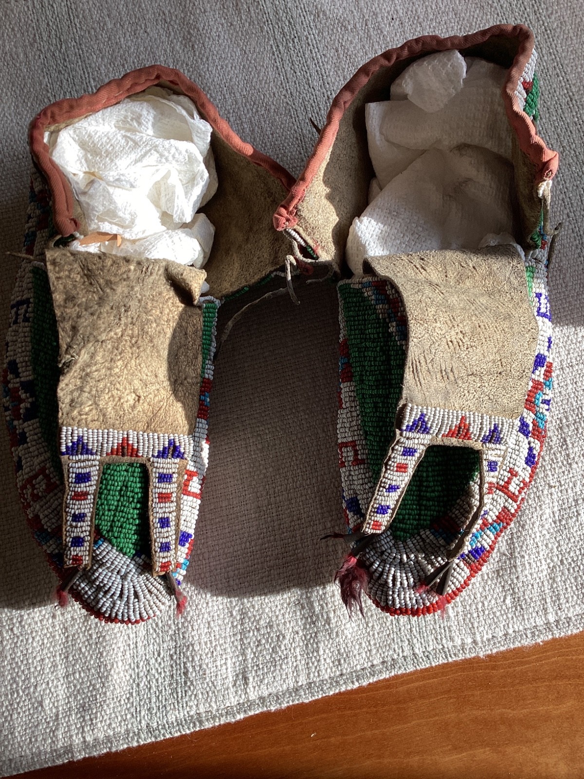c1910 Native American Sioux Ceremonial Moccasins great colors & condition
