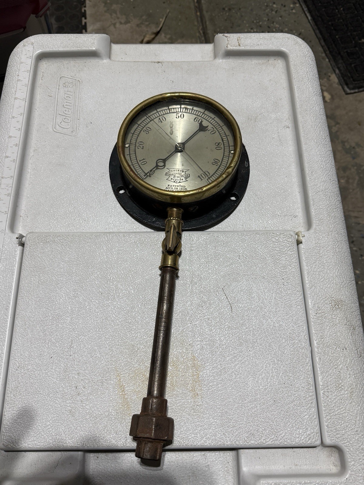 Antique Brass Air Gauge. Crosby Steam Gage And Valve Co. Boston. Rare